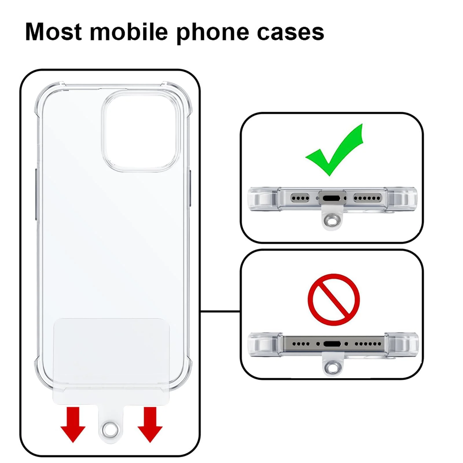 DL3 Mobilak Adjustable Nylon Crossbody Phone Lanyard Strap for Most Smartphones and Cases, Adjustable length - Black/White