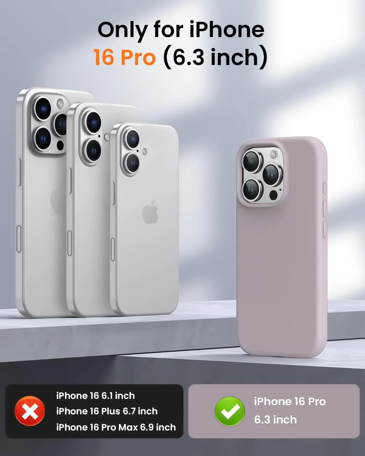 DL3 Mobilak Liquid Silicone Protective Case with Soft Microfiber Lining for iPhone 16 Pro - Lavender Pink