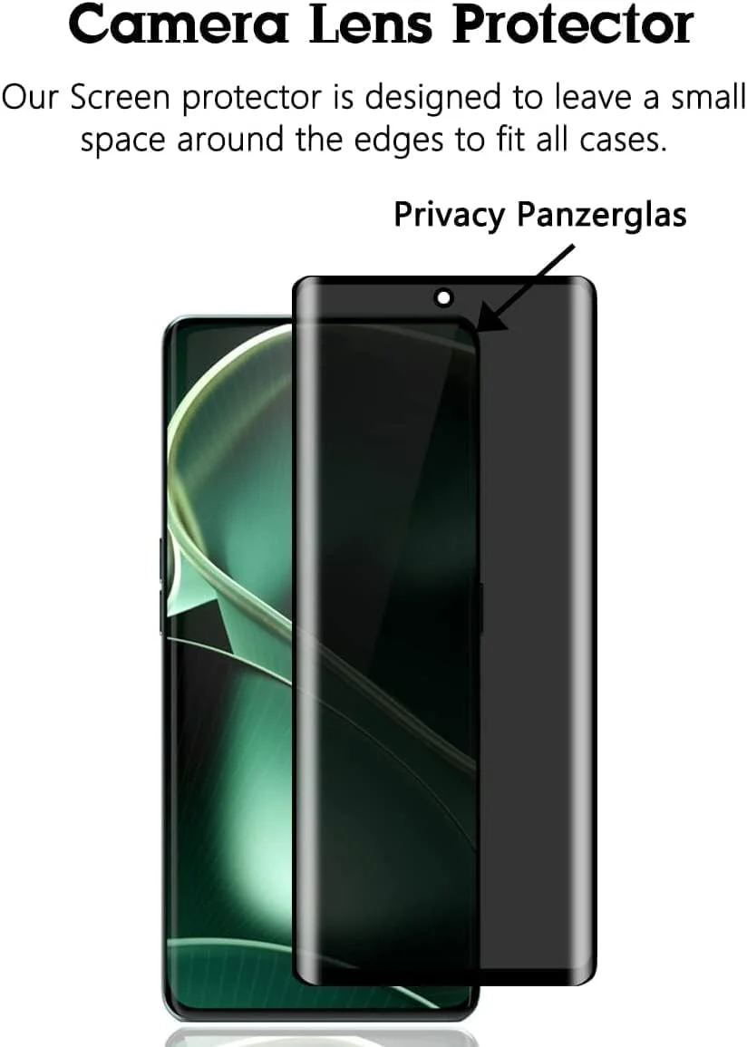 DL3 Mobilak Screen Protector for OnePlus 12 UV Glass Fingerprint Reader Support 3D Curved Anti-Spy Tempered Glass Screen Protector - Privacy