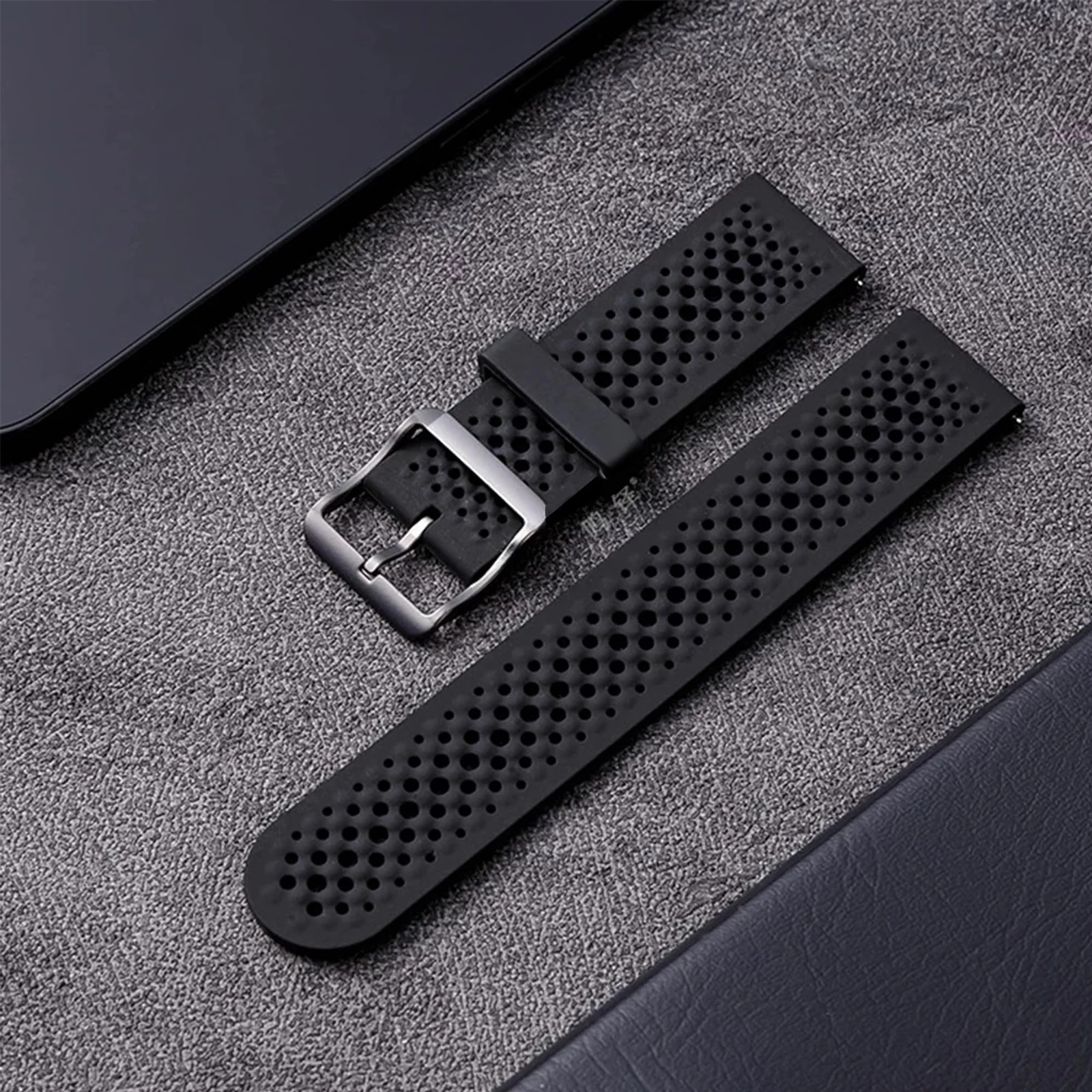 DL3 Mobilak 22 mm Silicone Breathable Sport Bracelet For Xiaomi Redmi Watch 5 Active/Redmi Watch 5 Lite Strap, 22mm Adjustable Armband Watchbands Quick Wristband Watch Strap Bands - Black