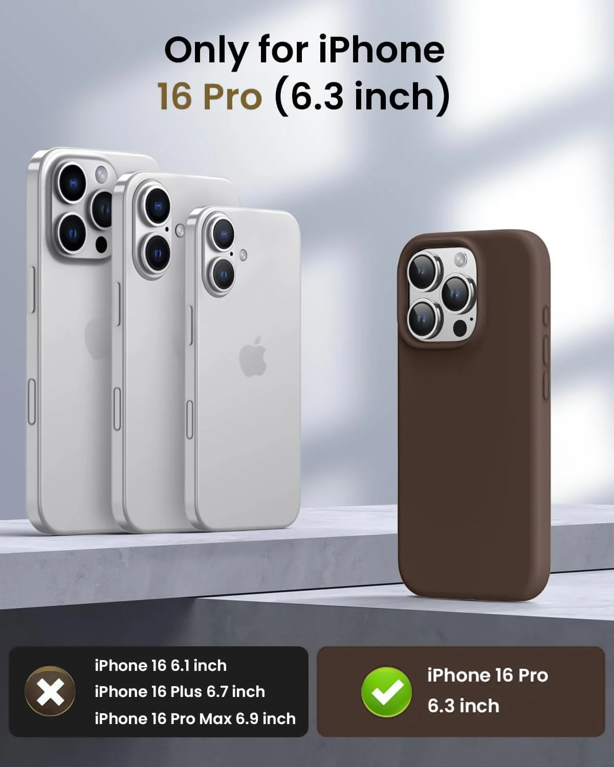 DL3 Mobilak Liquid Silicone Protective Case for iPhone 16 Pro with Microfiber Lining and Shockproof Design - Brown 2