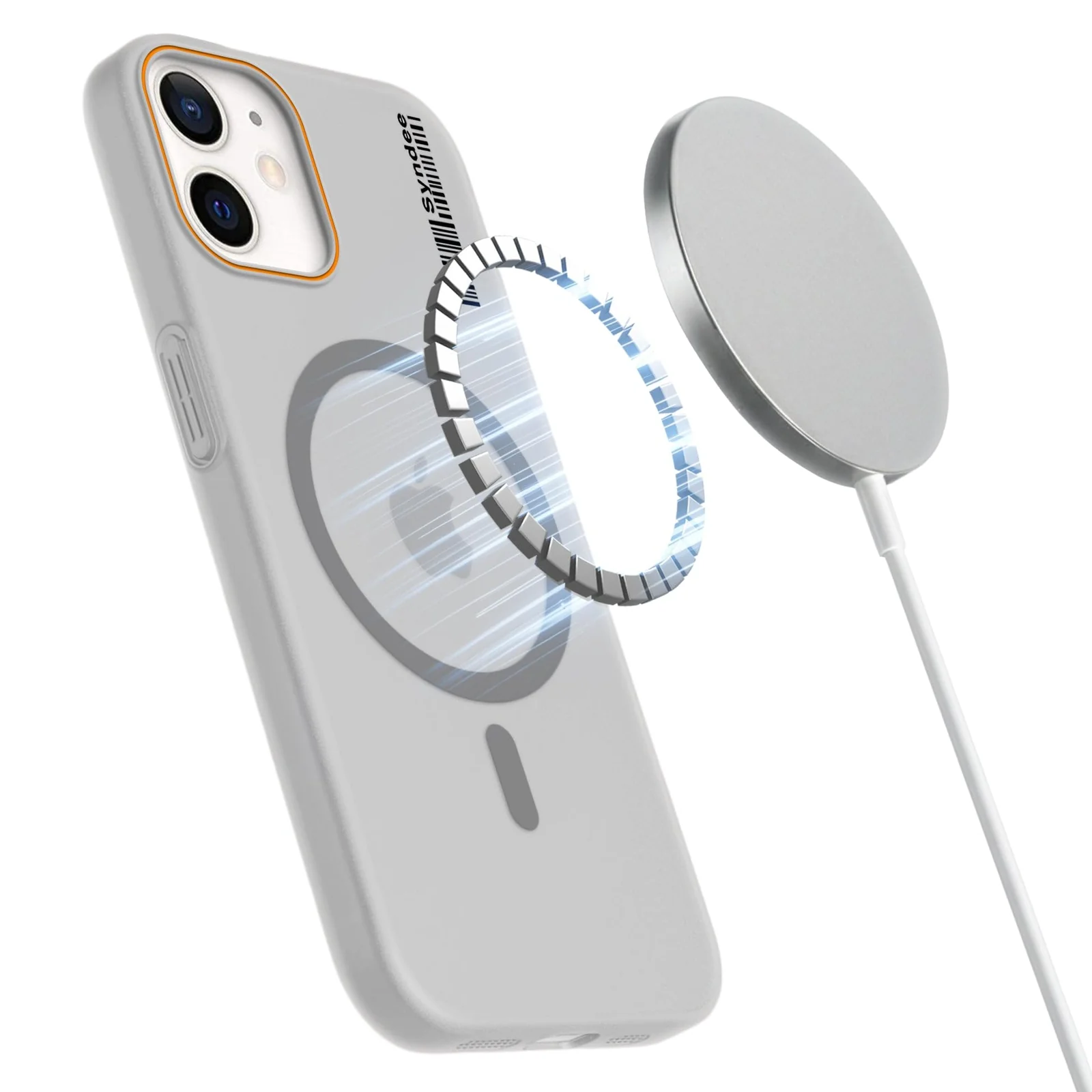 DL3 Mobilak Translucent Matte Case for iPhone 11, Compatible with MagSafe accessories, Shock-absorbing protection, Integrated ring holder - Gray