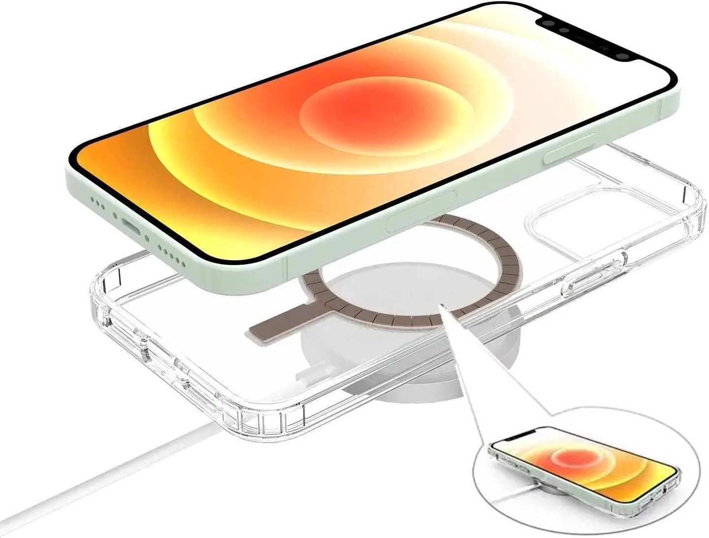 DL3 Mobilak for iPhone 12 / iPhone 12 Pro 6.1 Case [Compatible with MagSafe] [Strong Magnet] [Non-Yellowing] Magnetic Slim Thin Bumper Phone Cover, Lightweight, and Durable - Clear