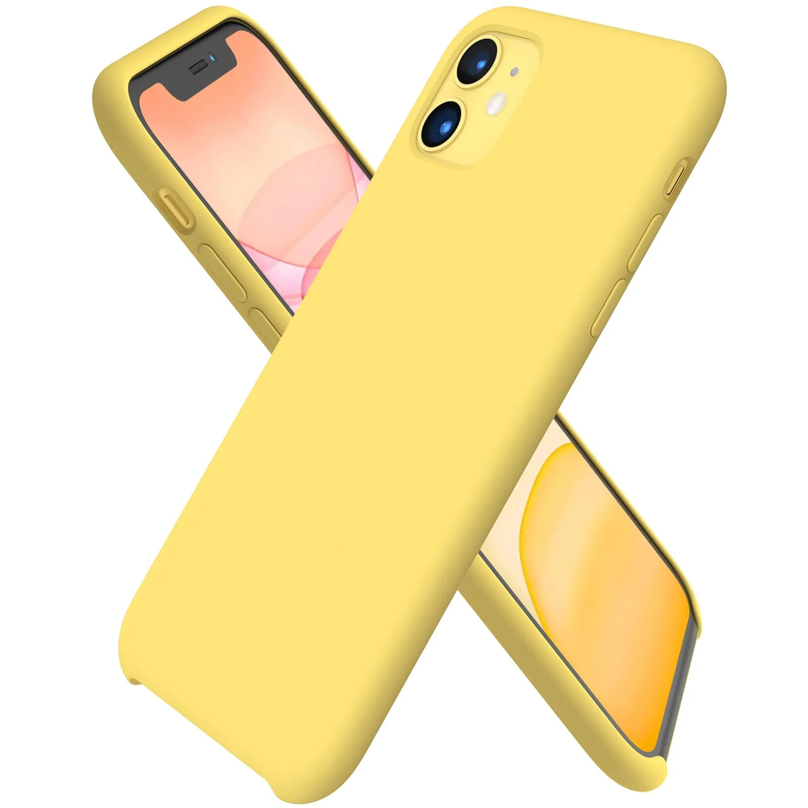 DL3 Mobilak Liquid Silicone Protective Case for iPhone 11 (6.1 Inch) with Camera Protection and Microfiber Lining - Yellow