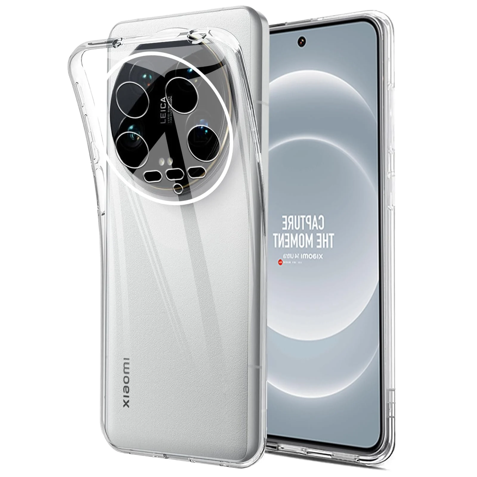 DL3 Mobilak Case Compatible with Xiaomi 14 Ultra Case Crystal Soft TPU Gel Case Flexible Silicone Anti-Scratch Camera Protection TPU Cover - Clear