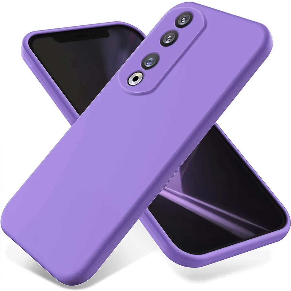 DL3 Mobilak Silicone Protective Case for Honor 90, Shock-absorbing protection, Scratch-resistant surface, Soft microfiber lining - Light Purple
