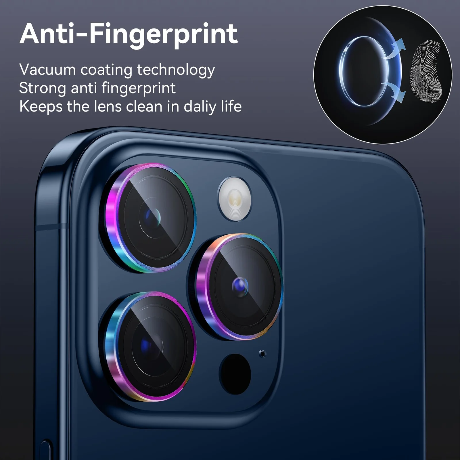 DL3 Mobilak Camera Lens Protector For iPhone 15 Pro/iPhone 15 Pro Max, [Keep Original Shooting] Tempered Glass Screen Protector Metal Individual Camera Cover, Case Friendly - Colorful