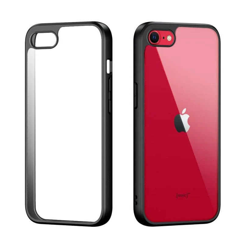 DL3 Mobilak Case Compatible With iPhone 7/8, iPhone SE 2022, SE 2020, Clear Case Shockproof Hard PC +Soft Silicone [Not Yellowing] Transparent Protective Slim Case Phone - Black