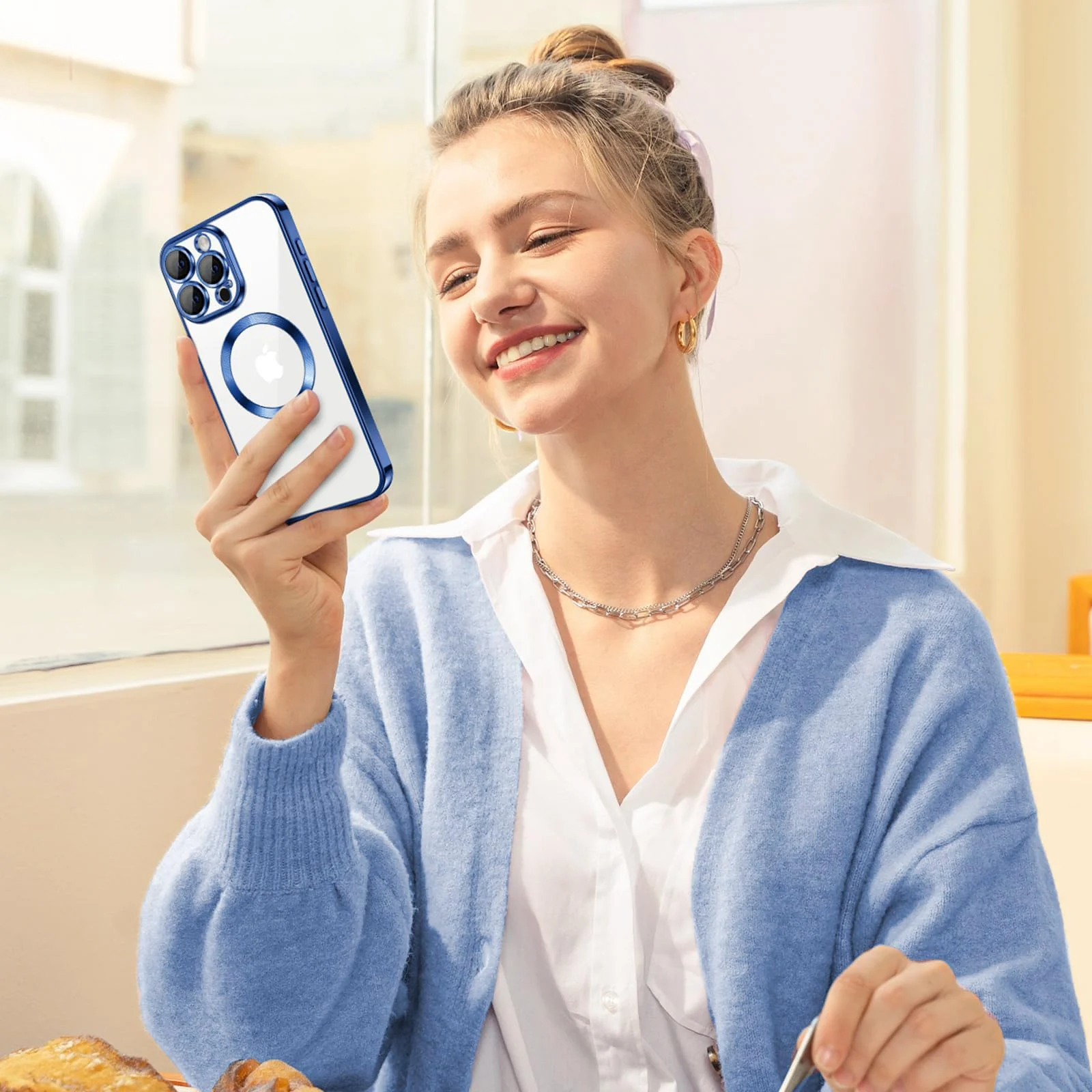 DL3 Mobilak Plated-Edge TPU Protective Case with Camera Protection for iPhone 11 Pro Max - Blue