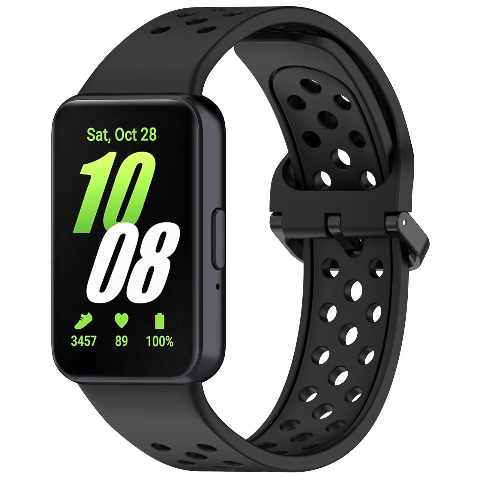 DL3 Mobilak Strap for Samsung Galaxy Fit 3 SM-R390, Women Men Armband, Two Colours Silicone Adjustable Replacement Soft Strap for Samsung Galaxy Fit 3 SM-R390 Fitness Tracker - Black