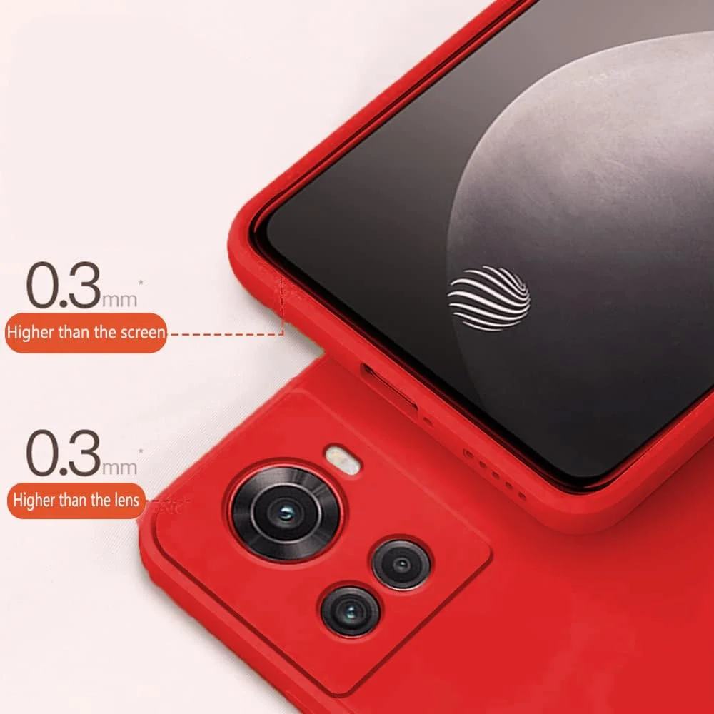 DL3 Mobilak Soft Silicone Protective Case for OnePlus 10R with Microfiber Lining and Shockproof Design - Red