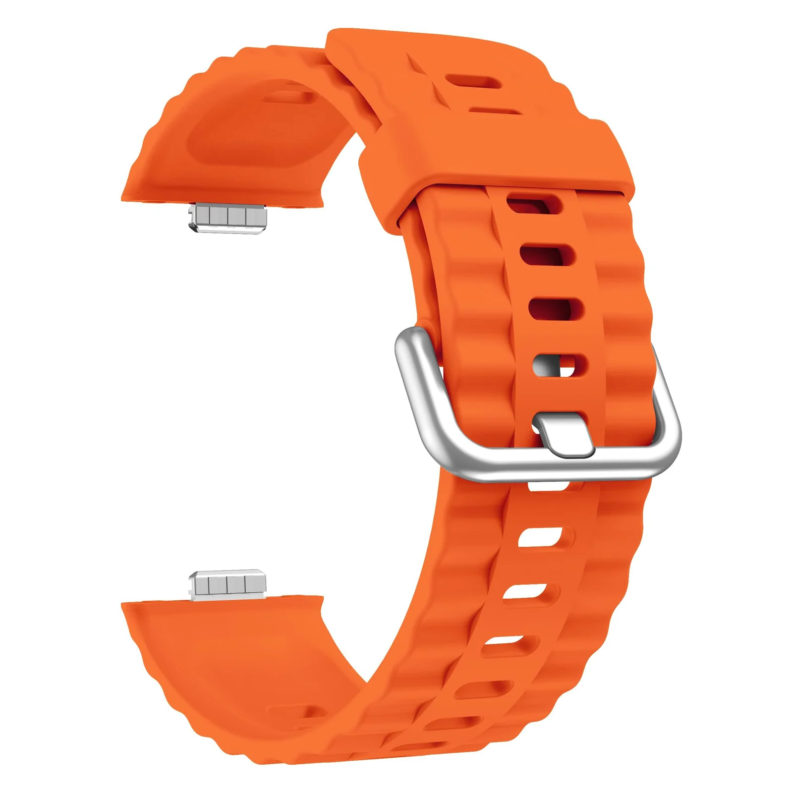 DL3 Mobilak Wavy Texture Sports Wristbands for Huawei Watch Fit 4/Fit 4 Pro/Fit 3 Strap, Breathable Silicone Wristband Strap Watch Strap Bracelet for Huawei Watch Fit 4 Pro/Fit4/3 - Orange