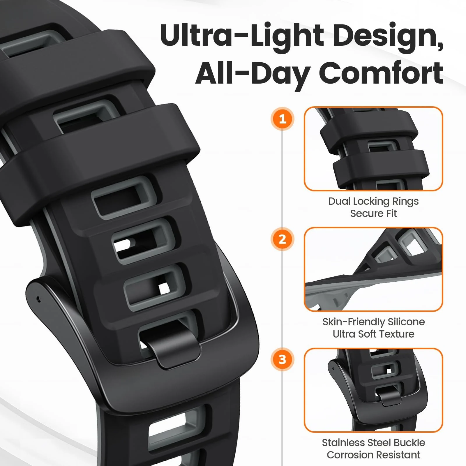 DL3 Mobilak Silicone Sport Band 22MM Strap For Xiaomi Redmi Watch 5 Active/5 Lite/Samsung Galaxy Watch 46mm/Watch 3 45mm/Gear S3/Huawei watch GT5 GT4 GT3 GT2 GT 46MM/GT2E/GT3 Pro/GT 5 Pro/Amazfit GTR4 - Black/gray