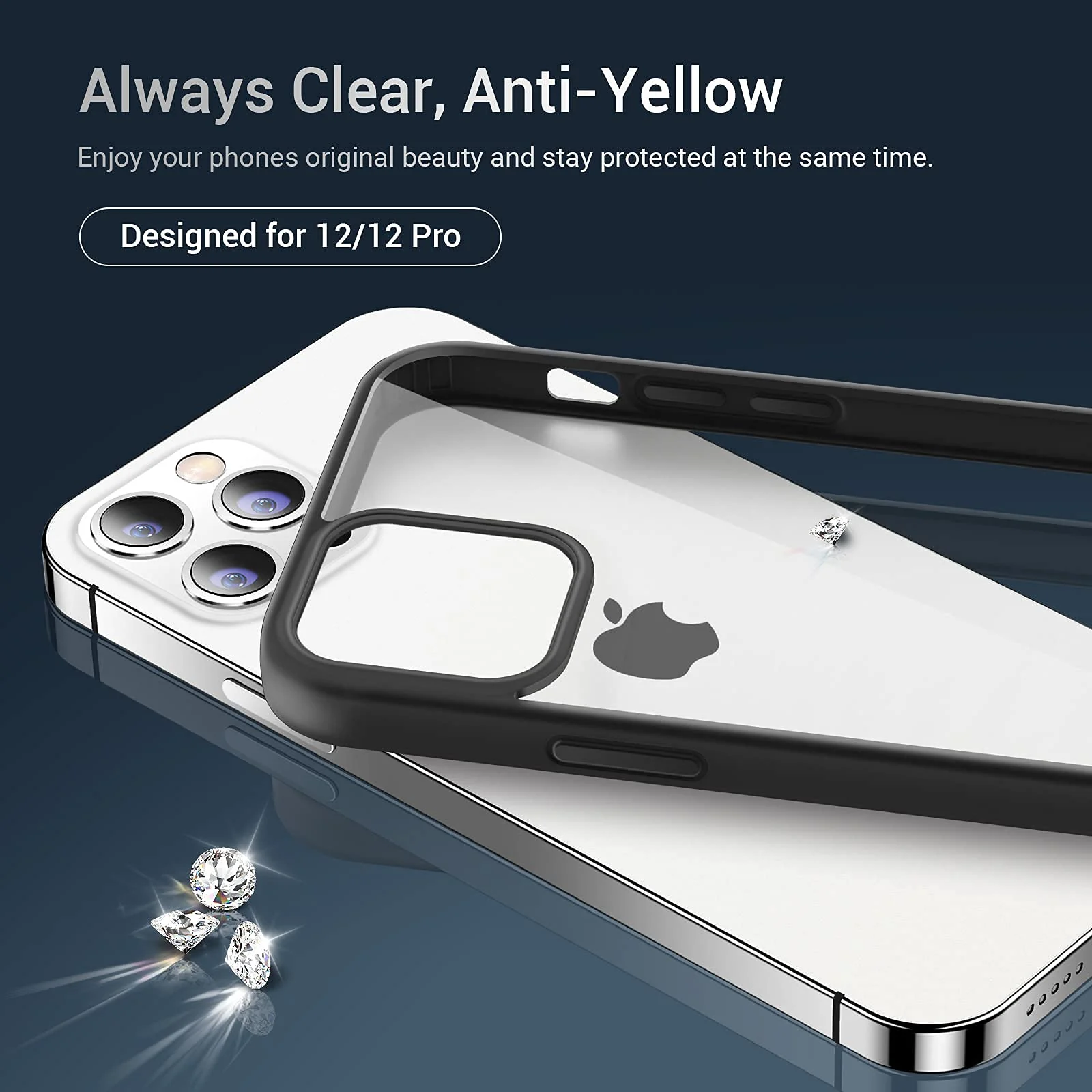 DL3 Mobilak Clear PC and TPU Protective Case for iPhone 14 Pro Max with Shockproof Design and Anti-Yellowing Design - Black