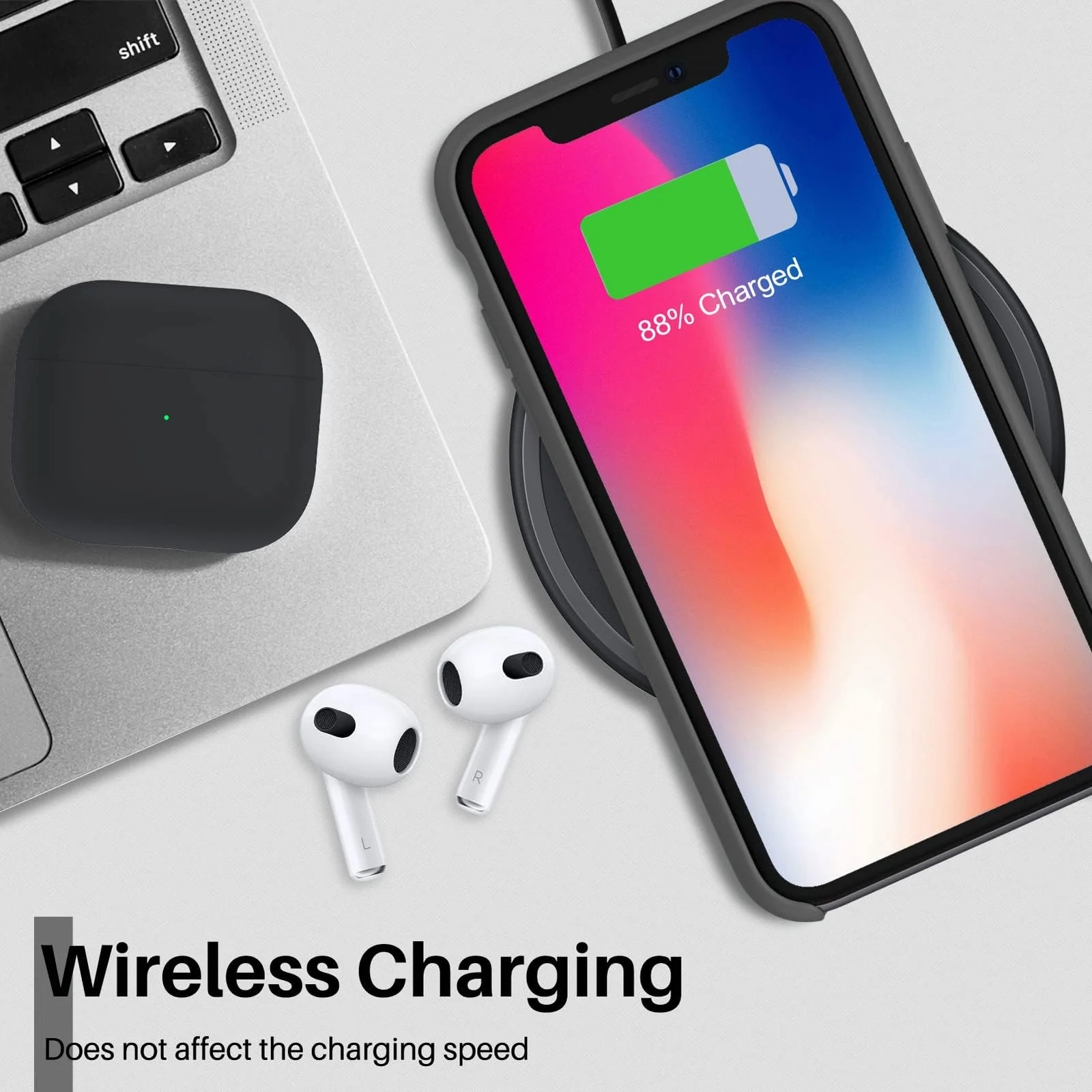 DL3 Mobilak Liquid Silicone Protective Case for iPhone X / iPhone XS with Camera Protection and Microfiber Lining - Space Grey