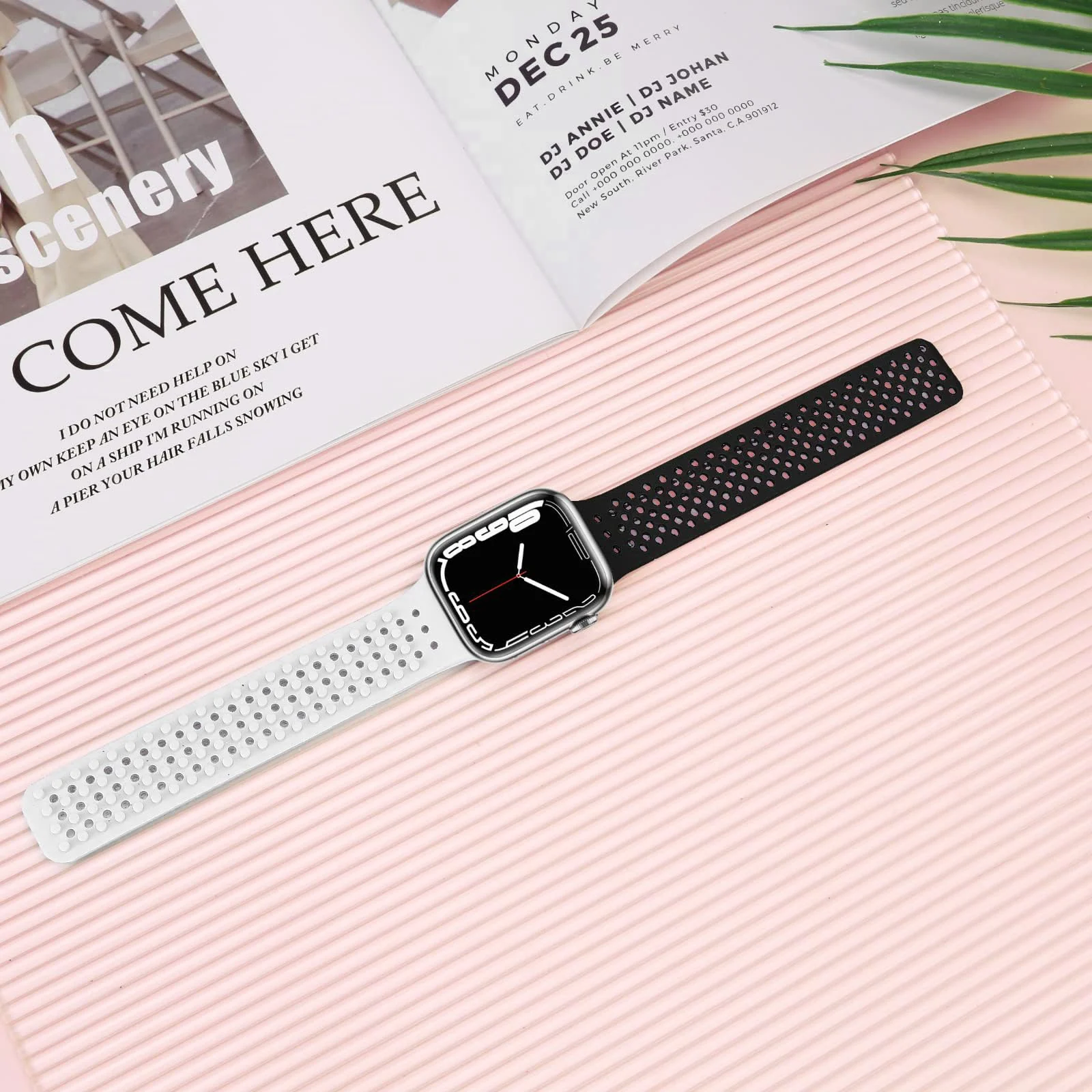DL3 Mobilak Soft Silicone Band For Apple Watch Ultra Bands 49mm 45mm 44mm 42mm, Sport Replacement Wristband No Clasps for iWatch Series 8 ultra 7 6 5 4 SE 3 2 Women Men, Waterproof Strap - White Black