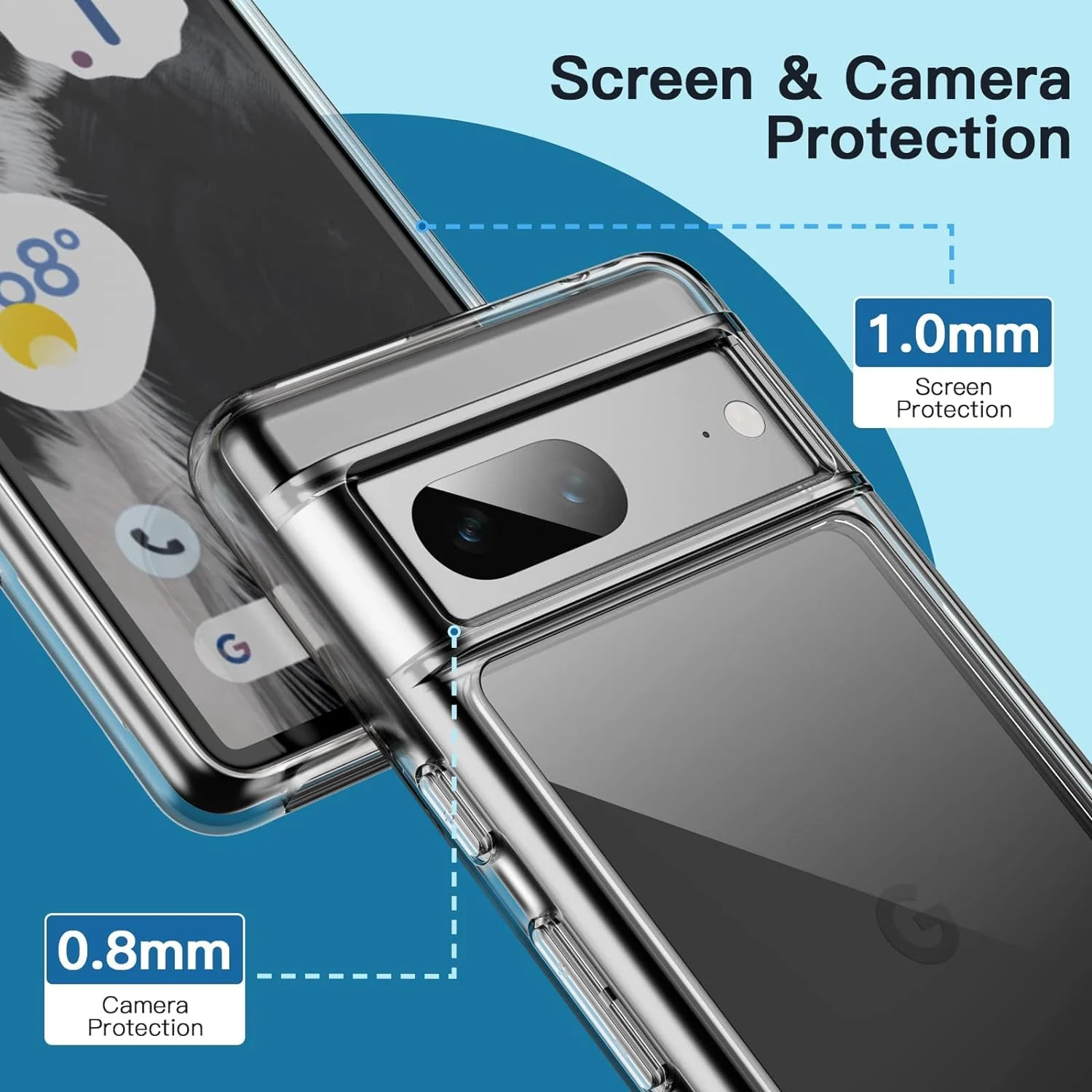 DL3 Mobilak Case Compatible with Google Pixel 7 Case Crystal Soft TPU Gel Case Flexible Silicone Anti-Scratch Camera Protection TPU Cover - Clear