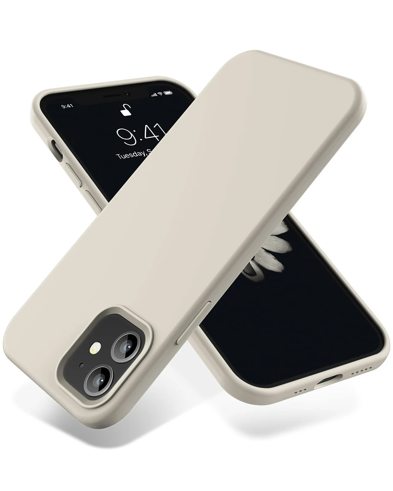 DL3 Mobilak Liquid Silicone Protective Case for iPhone 11 (6.1 Inch) with Camera Protection and Microfiber Lining - Off White