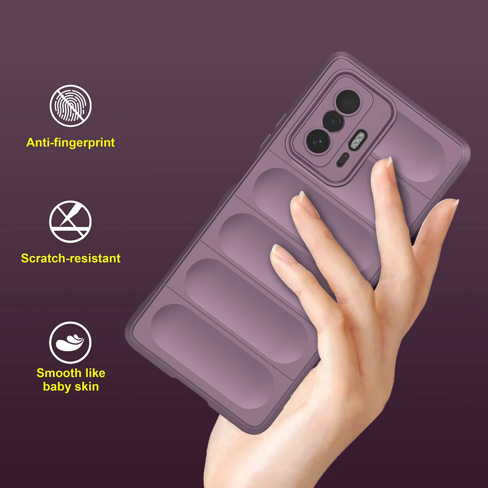 DL3 Mobilak Silicone Case for Xiaomi 11T 5G / Xiaomi 11T Pro 5G Heavy Duty Protective [Slim Fit] Shockproof Soft Flexible Protective Design Shock-TPU Cover With Camera Protection - Purple