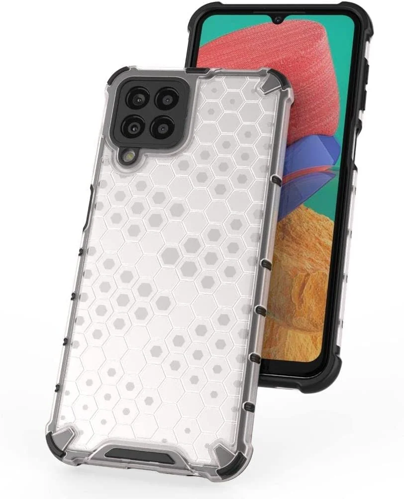 DL3 Mobilak Honeycomb Protective Case for Samsung Galaxy M33 5G, Shock-absorbing protection, Transparent design, Slim, lightweight profile - Clear