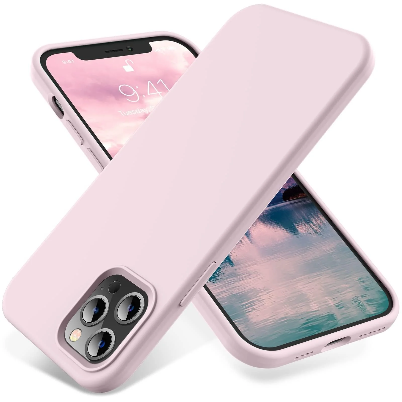 DL3 Mobilak Compatible with iPhone 11 Pro (5.8 Inch) Case, Liquid Silicone Case, Full Body Protective Cover, Shockproof, Slim Phone Case, Anti-Scratch Soft Microfiber Lining - Pink