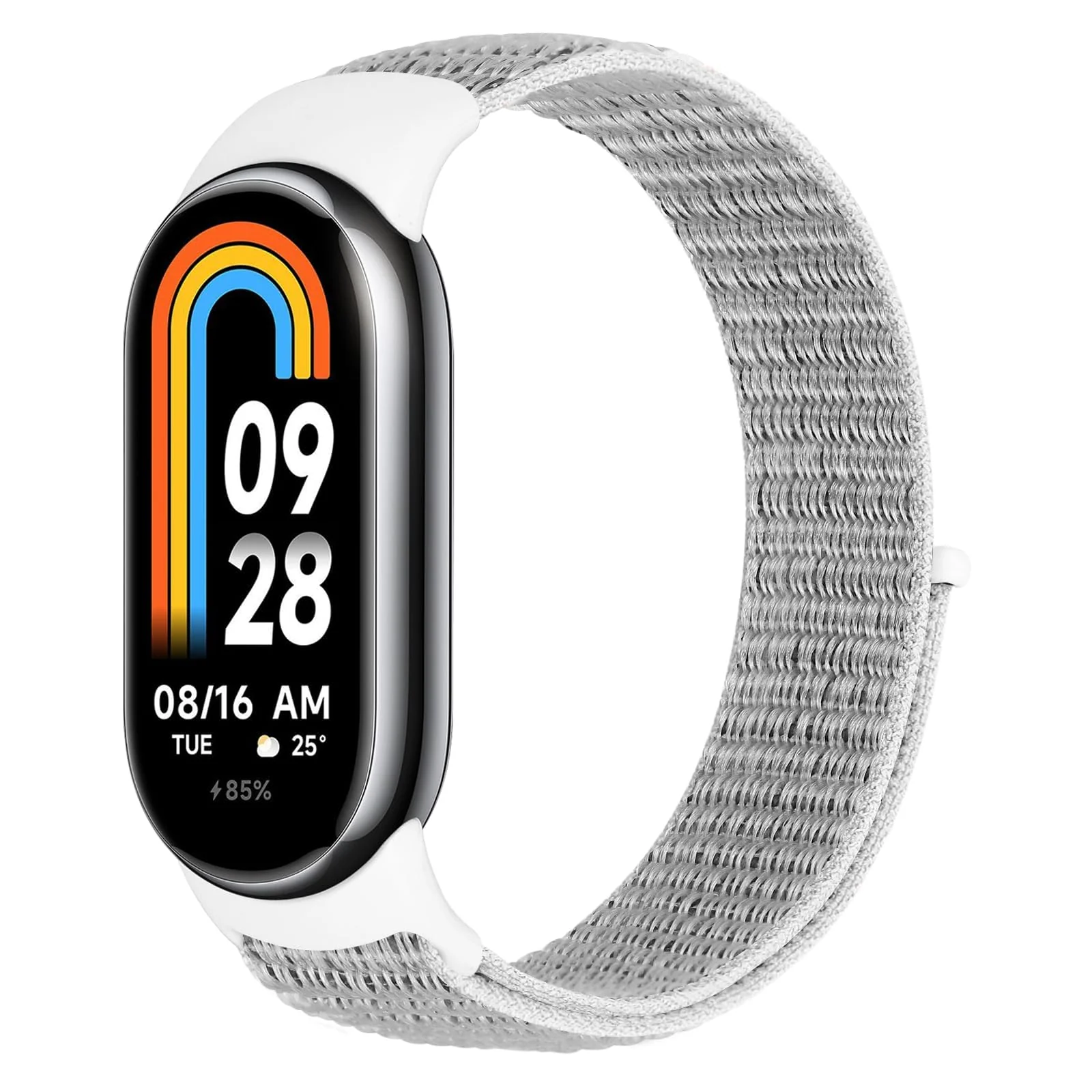 DL3 Mobilak Nylon Sport Band Compatible with Xiaomi Mi Band 10/9/8 for Women Men, Soft Adjustable Breathable Sport Loop Watch Strap Replacement Wristband for Xiaomi Smart Band 8/9/10 - Seashell