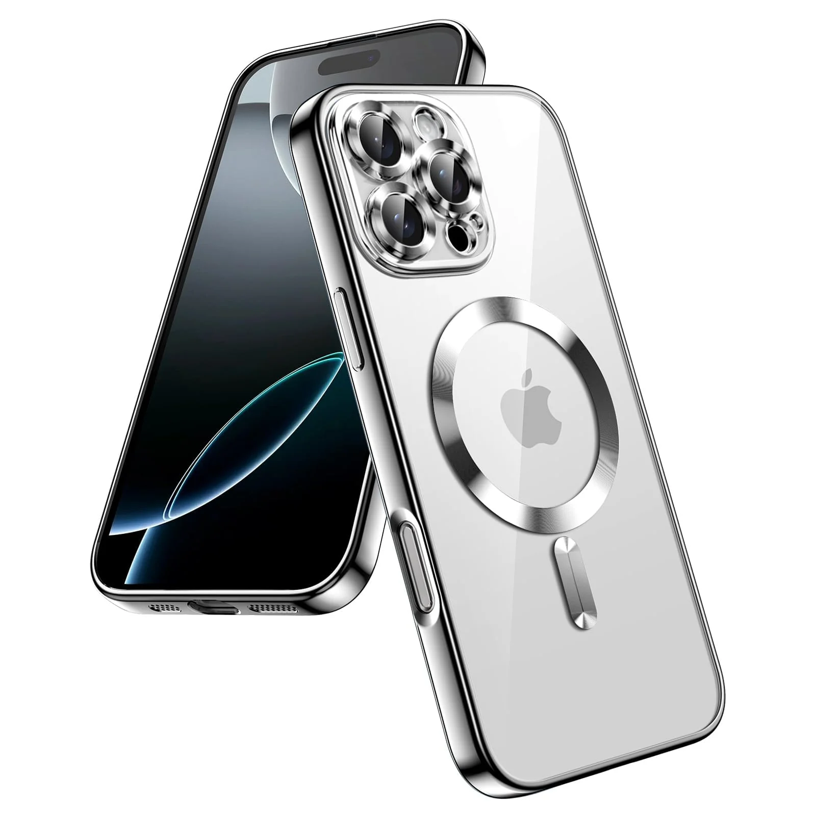 DL3 Mobilak Plated-Edge Protective Case for iPhone 16 Pro 6.3-Inch, Compatible with MagSafe accessories, Supports wireless charging, Shock-absorbing protection - Silver