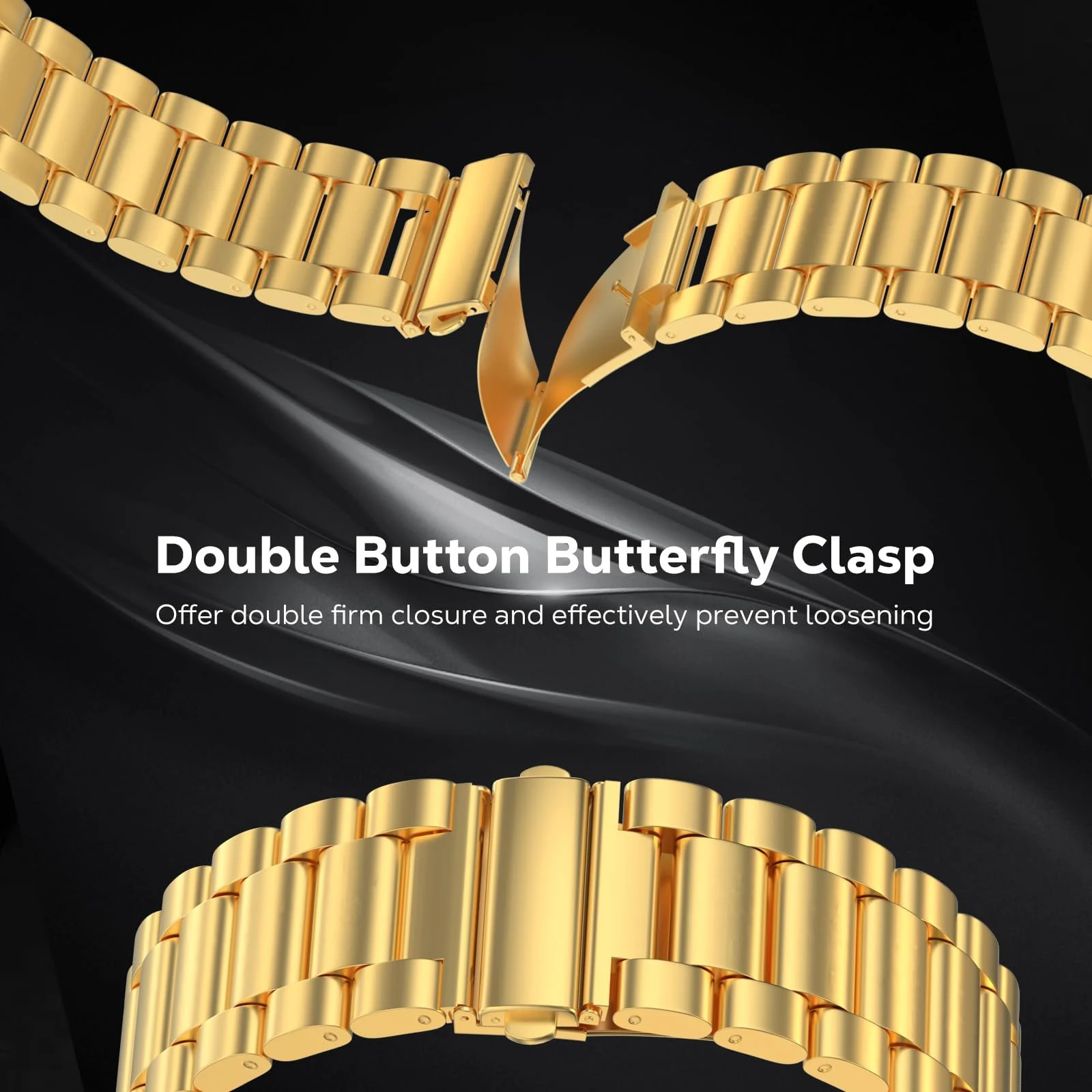 DL3 Mobilak Metal Straps Compatible with Samsung Galaxy Watch Ultra Strap 47mm, Stainless Steel Wristband Replacement Watch Strap Bands Accessories Bracelet for Galaxy Watch 7 Ultra - Gold