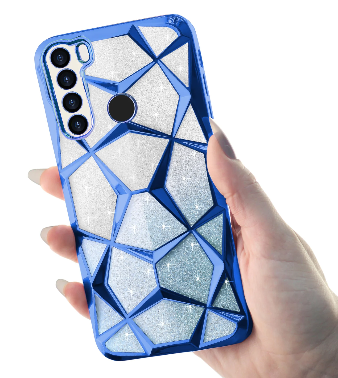 DL3 Mobilak Compatible with Xiaomi Redmi Note 8 Case Plating Bling Gradient Glitter Clear Cover Soft TPU Silicone Cute Camera Protection Shockproof Back for Women Girls Case - Blue