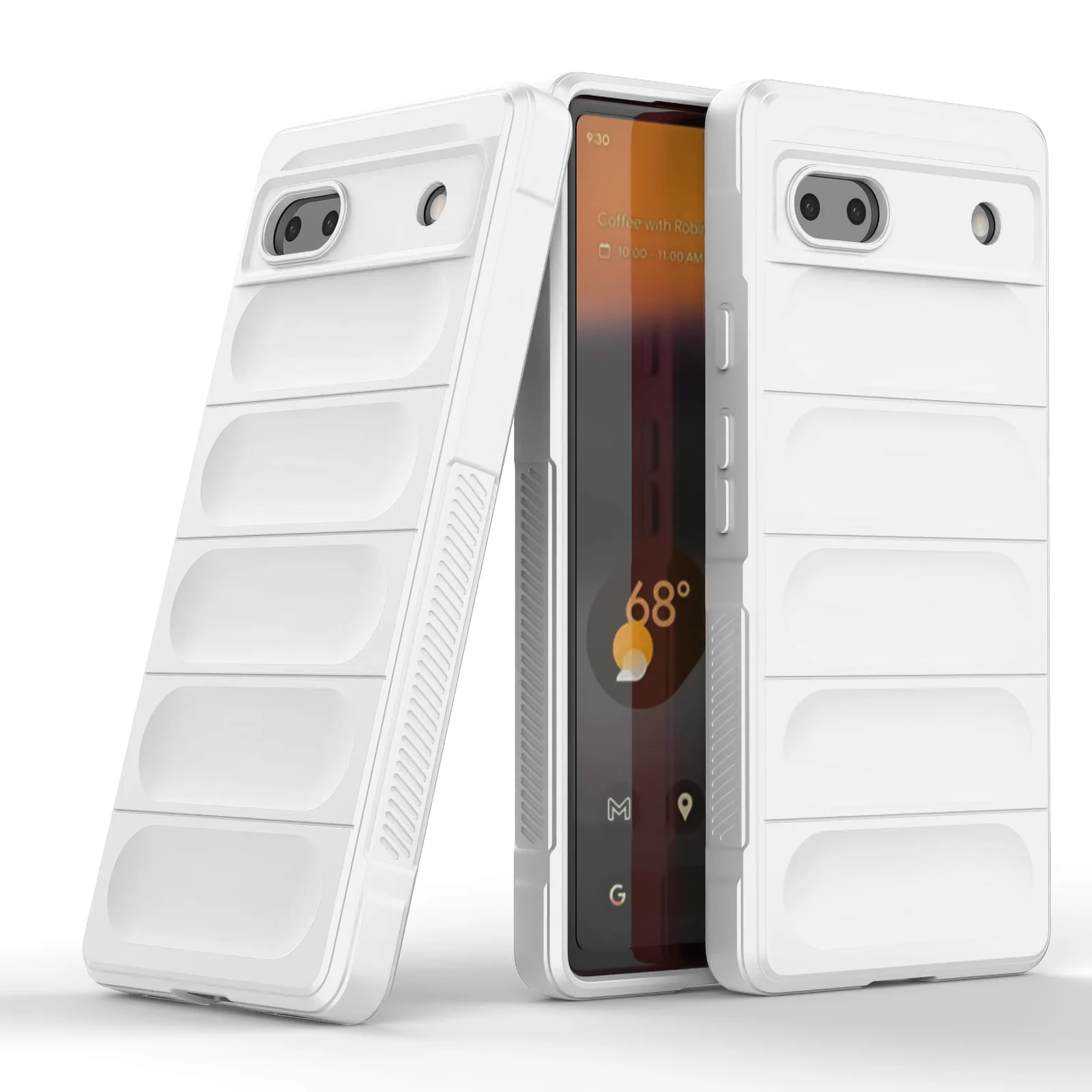 DL3 Mobilak Silicone Case for Google Pixel 6A Heavy Duty Protective [Slim Fit] Shockproof Soft Flexible Protective Design Shock-Absorption TPU Cover With Camera Protection - White