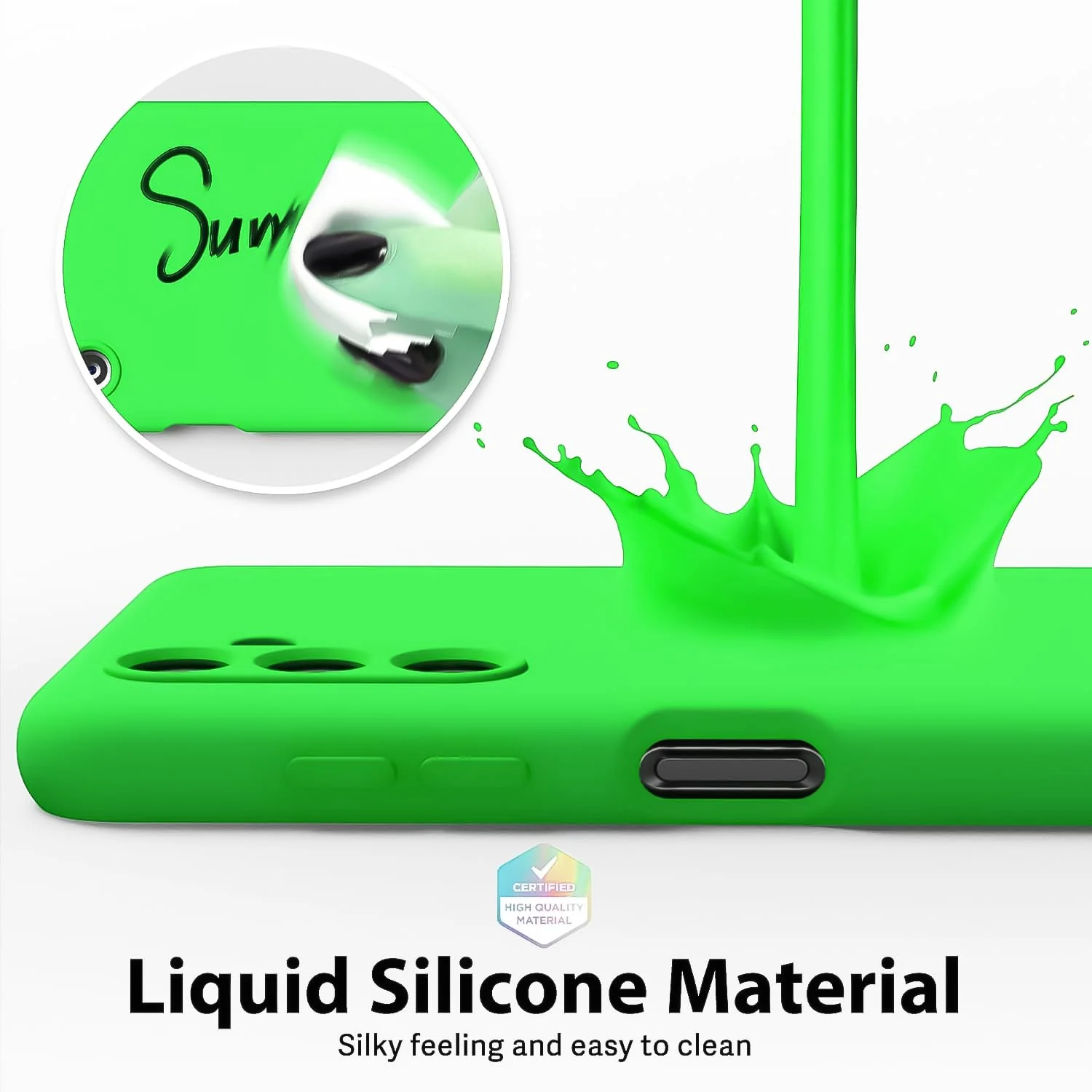 DL3 Mobilak Soft Silicone Protective Case for Samsung Galaxy A04s / A13 4G / A13 5G with Microfiber Lining and Shockproof Design - Neon Green