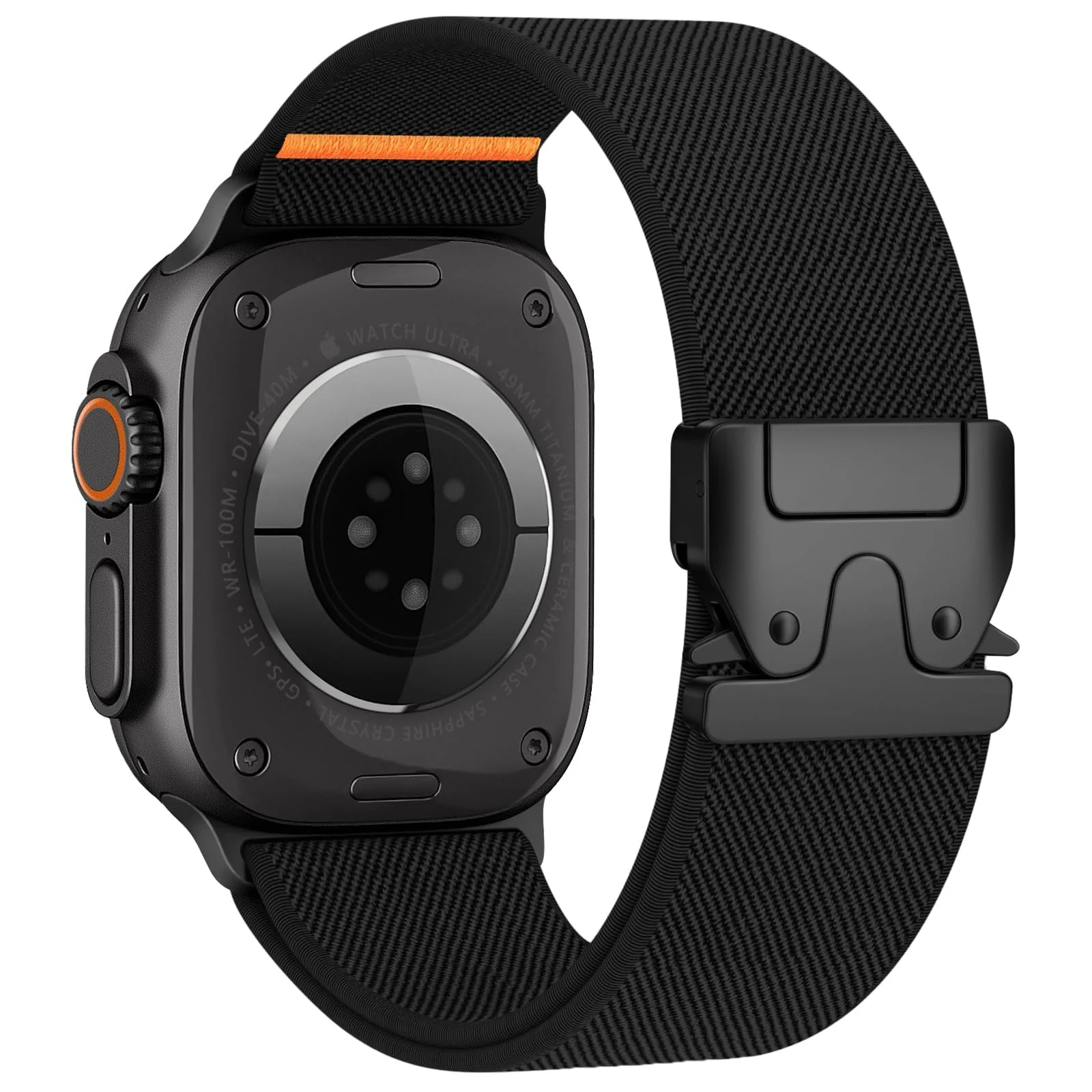 DL3 Mobilak Stretchy Nylon Strap for Apple Watch Ultra 3 2 1 Strap 49mm 46mm 45mm 44mm 42mm iWatch Straps for Men Women, Parachute Clasp Elastic Sport Band for Apple Watch Series 11 10 9 8 7 6 5 4 3 SE/2 - Black