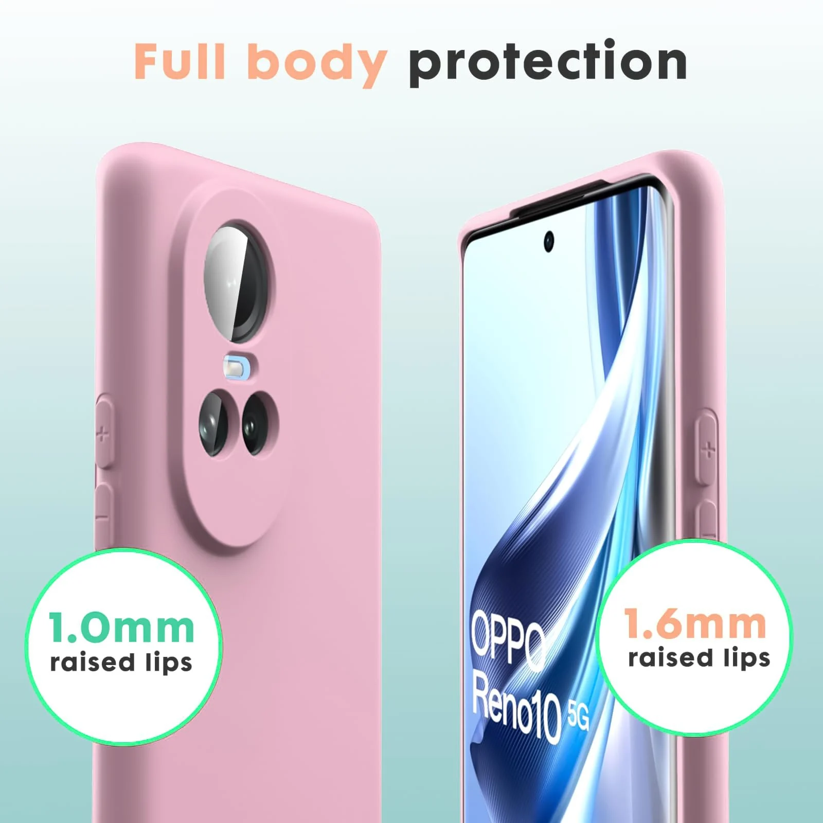 DL3 Mobilak Liquid Silicone Protective Case with Soft Microfiber Lining for OPPO Reno 10 5G | OPPO Reno 10 Pro 5G - Pink
