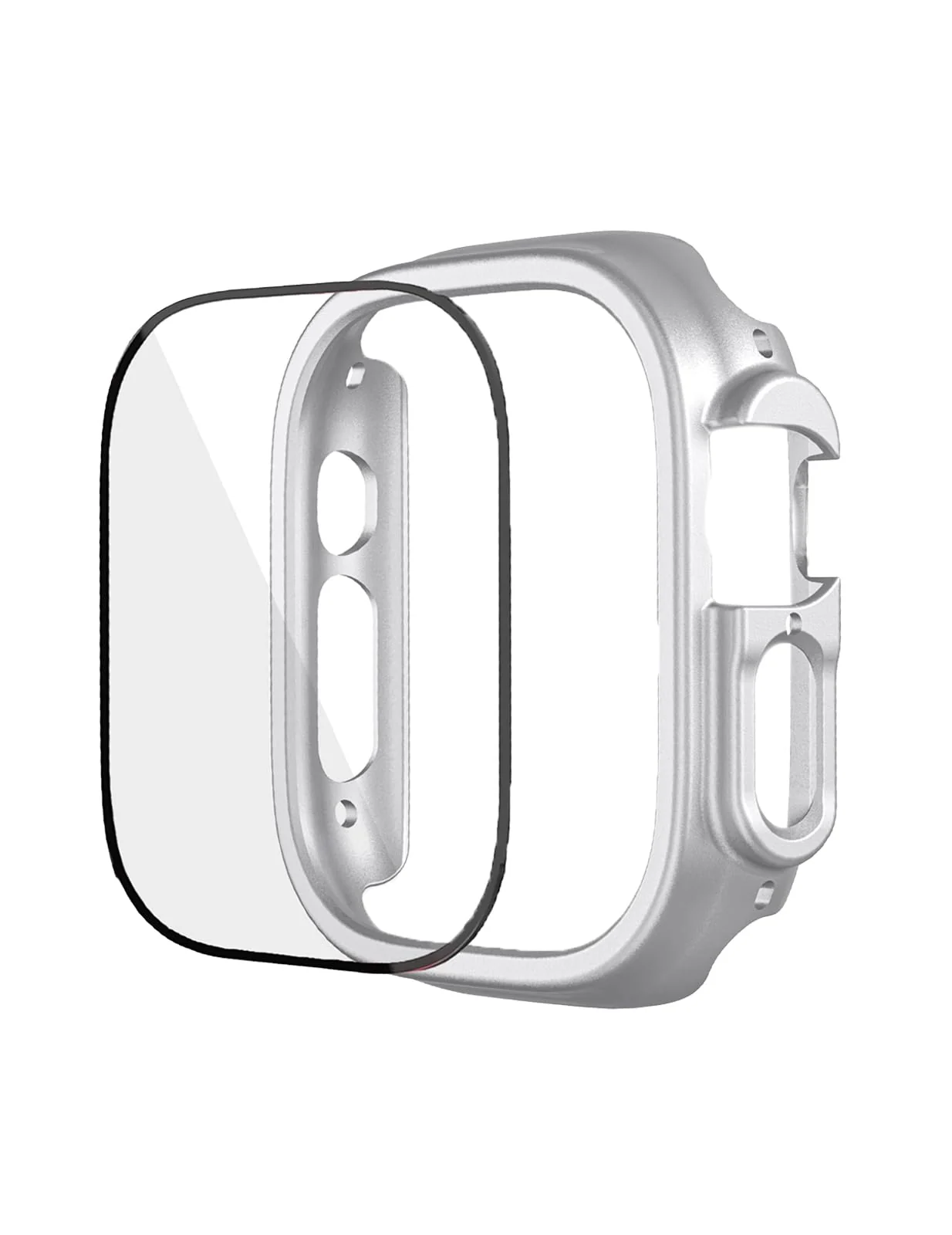 DL3 Mobilak Band with Case For Apple Watch Ultra/Ultra 2 49mm, Adjustable Silicone Sport Wristband Replacement, Strap With Cover Built-in Glass Screen Protector for iWatch Ultra 49 mm - A.Grey