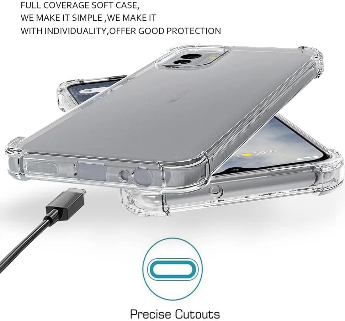 DL3 Mobilak Case Compatible with Nokia G60 5G, Cover Silicone TPU Gorilla Anti-shock Protector Camera Shockproof Corners - Clear