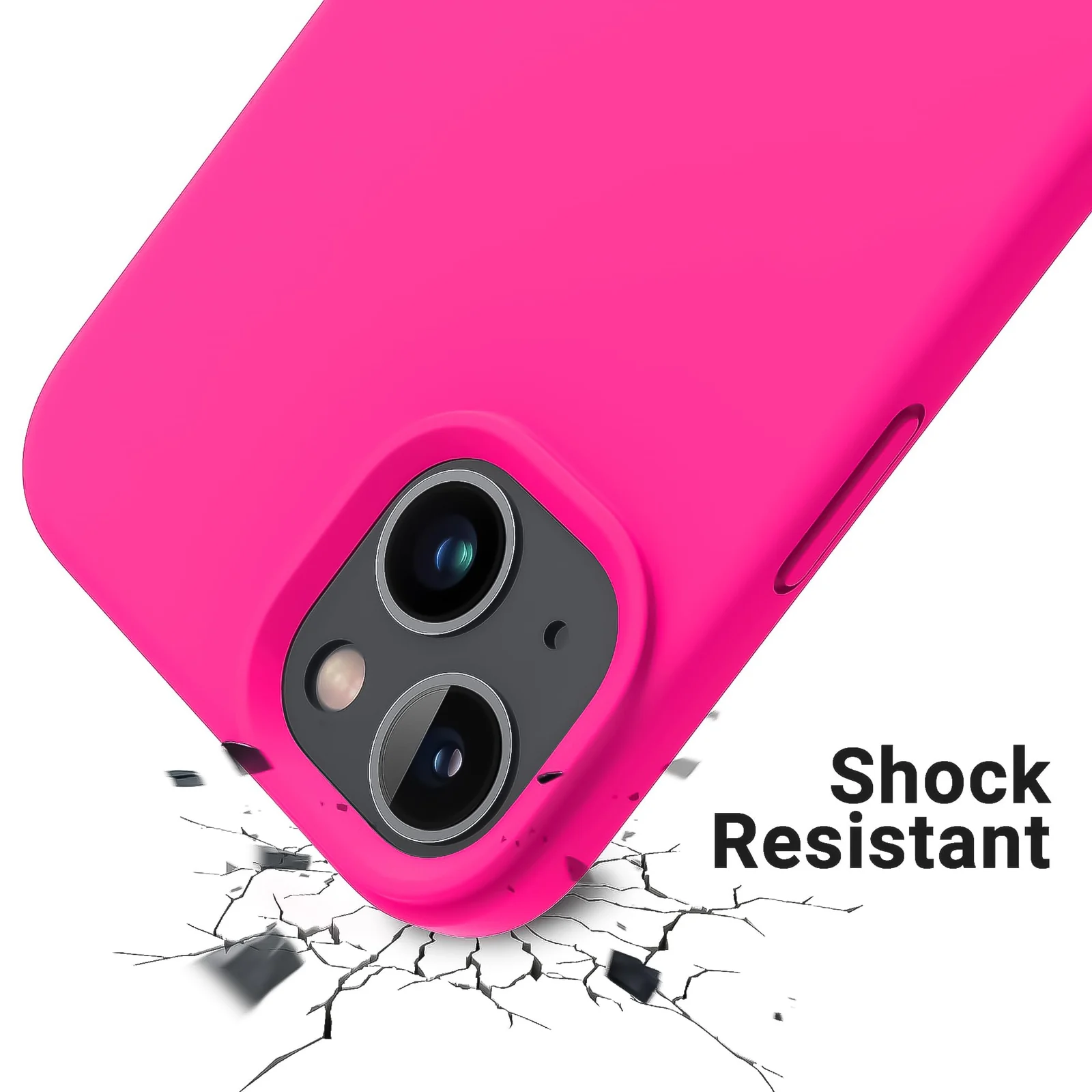 DL3 Mobilak Liquid Silicone Protective Case for iPhone 15 with Camera Protection and Microfiber Lining - Hot Pink