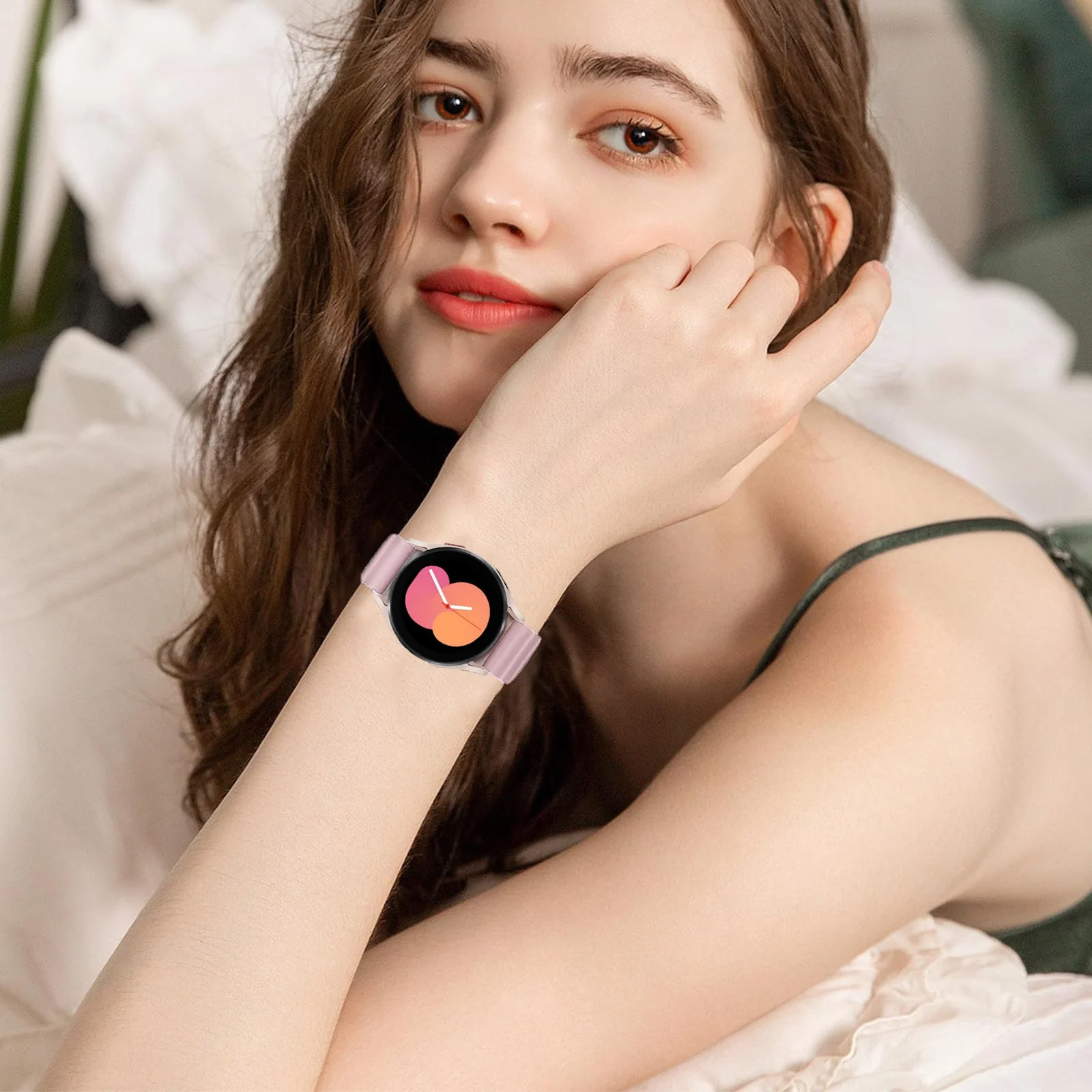 DL3 Mobilak 20mm Ocean Band for Samsung Galaxy Watch 7/6/5/4/FE Band 40mm 44mm/Galaxy Watch 6/4 Classic Bands 47mm 43mm 46mm 42mm/Watch 5 pro 45mm/3 41mm/Active 2, Adjustable Soft Silicone Sport Loop Ocean Strap - Pink