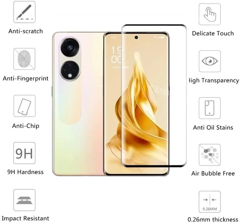 DL3 Mobilak Full Curved 5D Glass Screen Protector Full Glue For OPPO Reno 8T 5G - Black