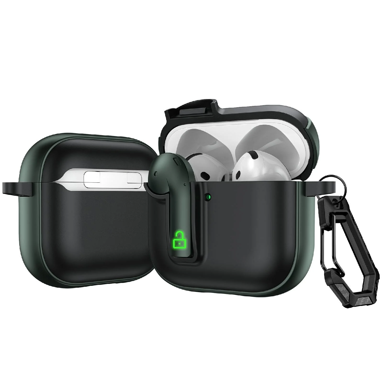 DL3 Mobilak for AirPods 4 Case with Lock, Funny Cute AirPods 4th Generation Case Cover, Shockproof Protective Cover for AirPod Gen 4 2024 with Keychain - Black Green