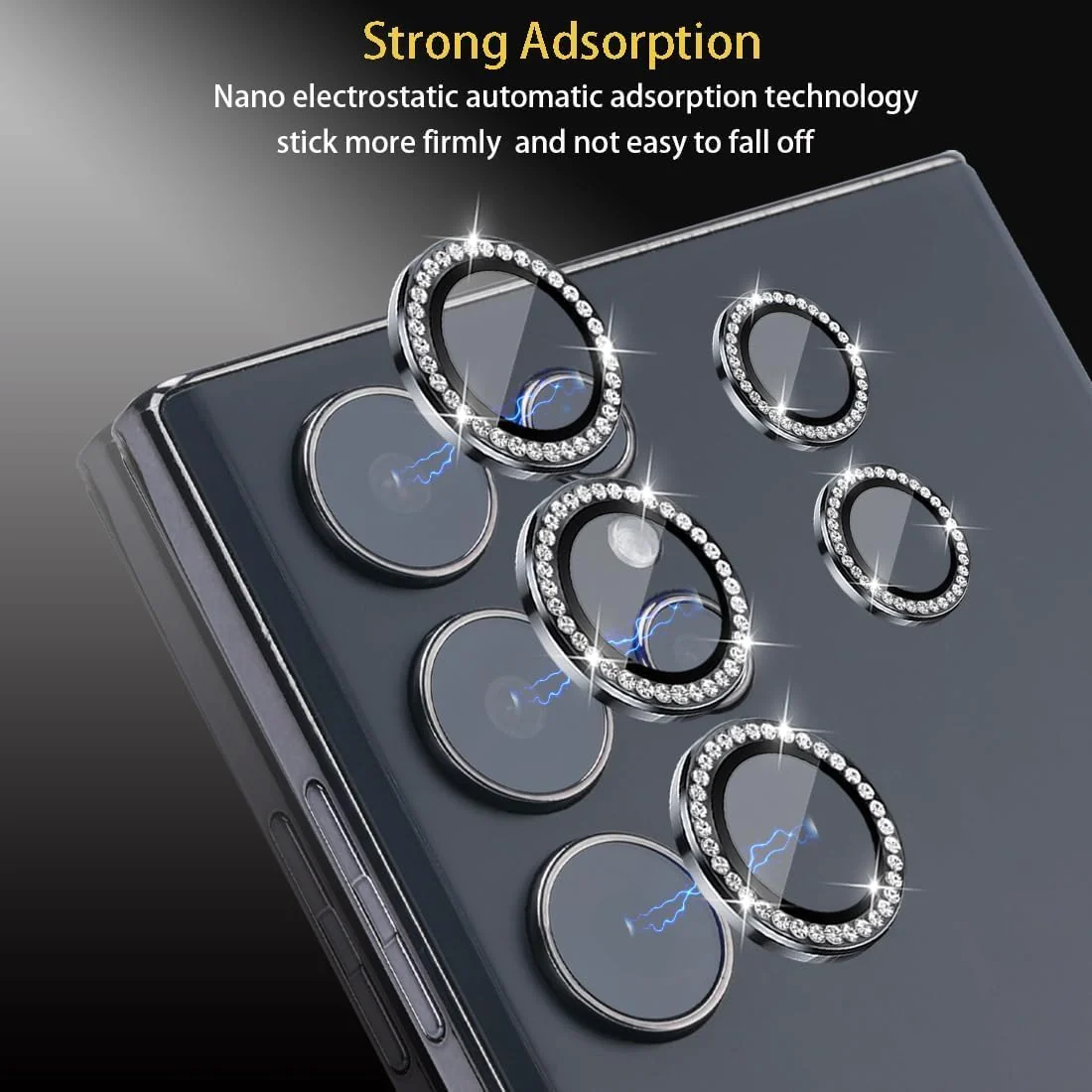 DL3 Mobilak Camera Lens Protector for Samsung Galaxy S23 Ultra, Camera protection, Shock-absorbing protection, Scratch-resistant surface - Diamond Black