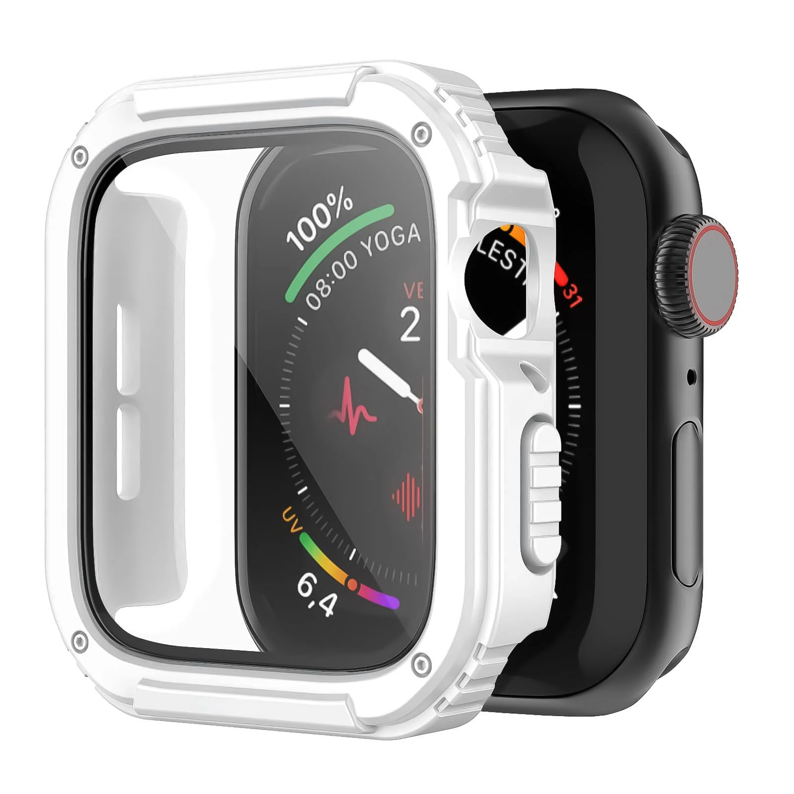 DL3 Mobilak Rugged Apple Watch Case 42mm Series 3/2/1 with Built-in Glass Screen Protector, Durable Military Grade Drop-Proof Protective Cove Full Coverage Shock-Proof Bumper For iWatch 42mm - White