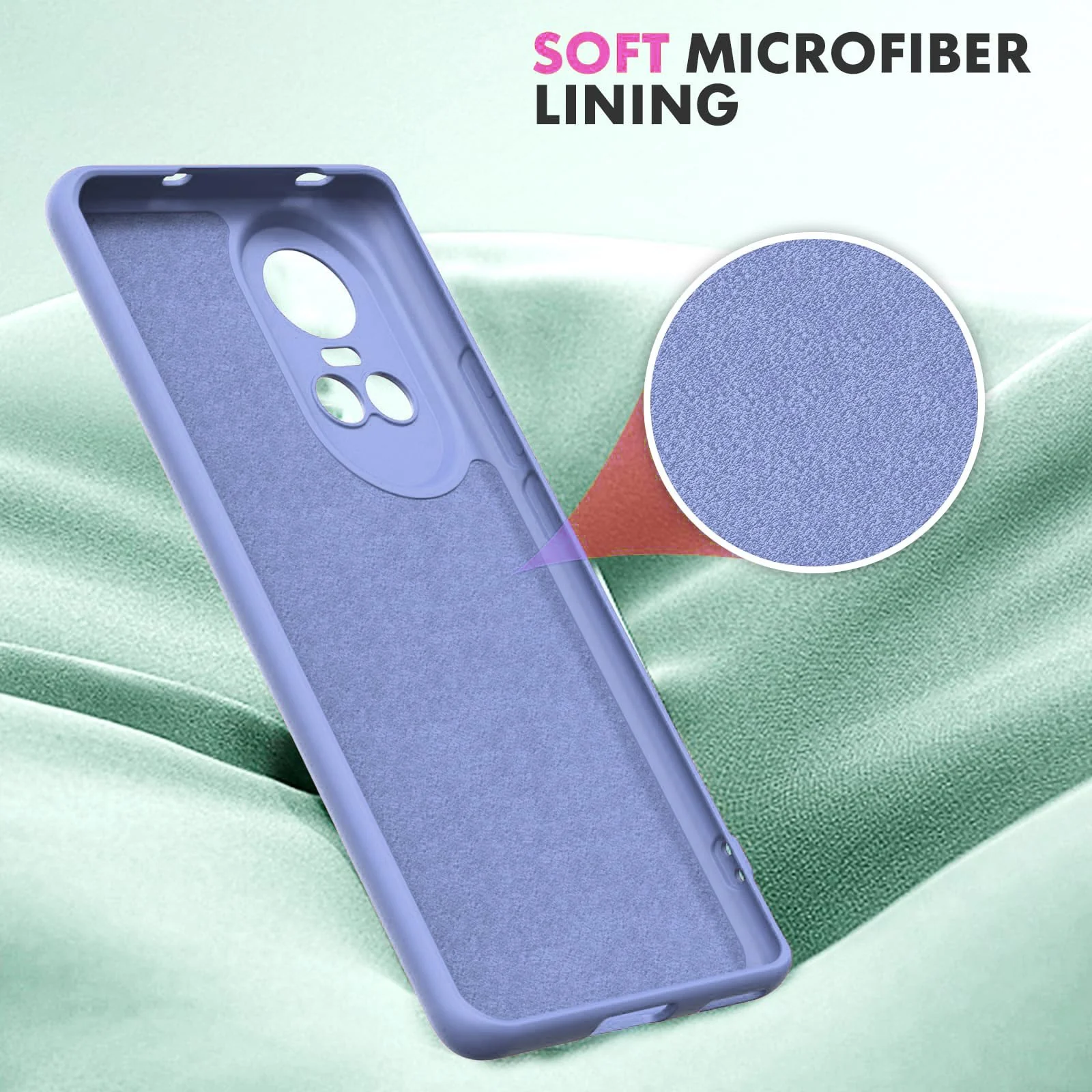 DL3 Mobilak Liquid Silicone Protective Case with Soft Microfiber Lining with Full Camera Protection for OPPO Reno 10 5G / OPPO Reno 10 Pro 5G - Baby Blue