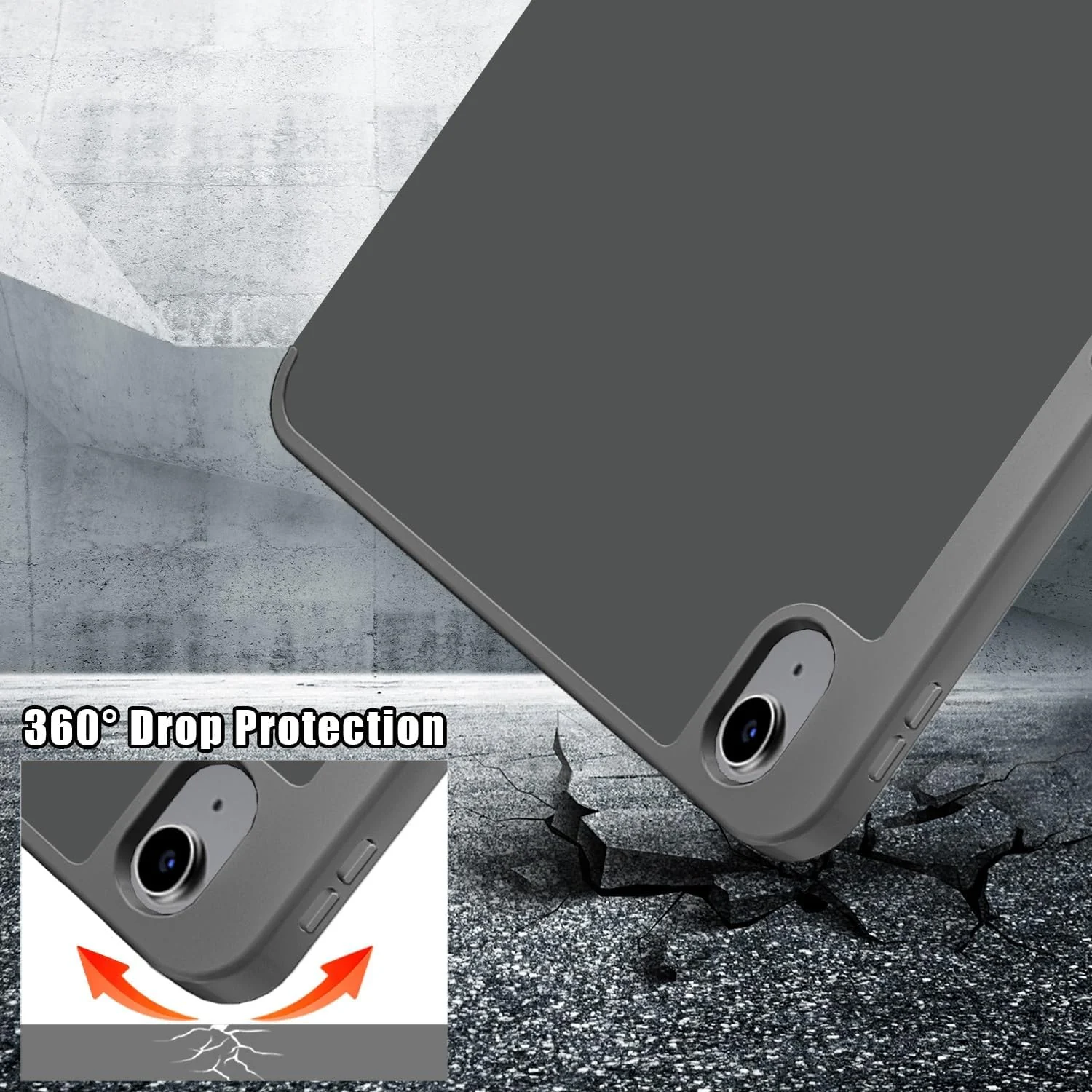 DL3 Mobilak Compatible with iPad Mini 6 case (8.3 inch, 2021), iPad Mini 6th Generation Case, Smart Stand, Pencil Holder, Shockproof Slim Lightweight Leather Cover, Modern Abstract Design - Grey