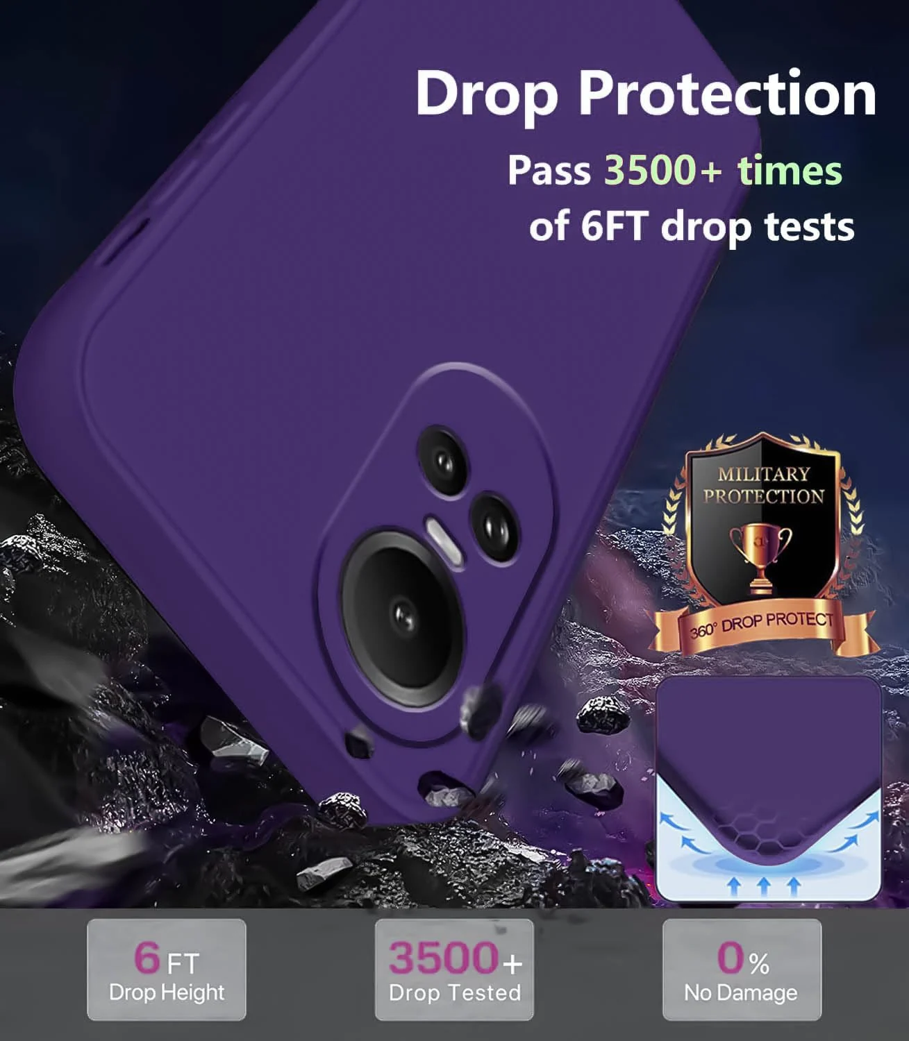 DL3 Mobilak Liquid Silicone Protective Case for OPPO Reno 10 5G / OPPO Reno 10 Pro 5G with Microfiber Lining and Shockproof Design - Purple