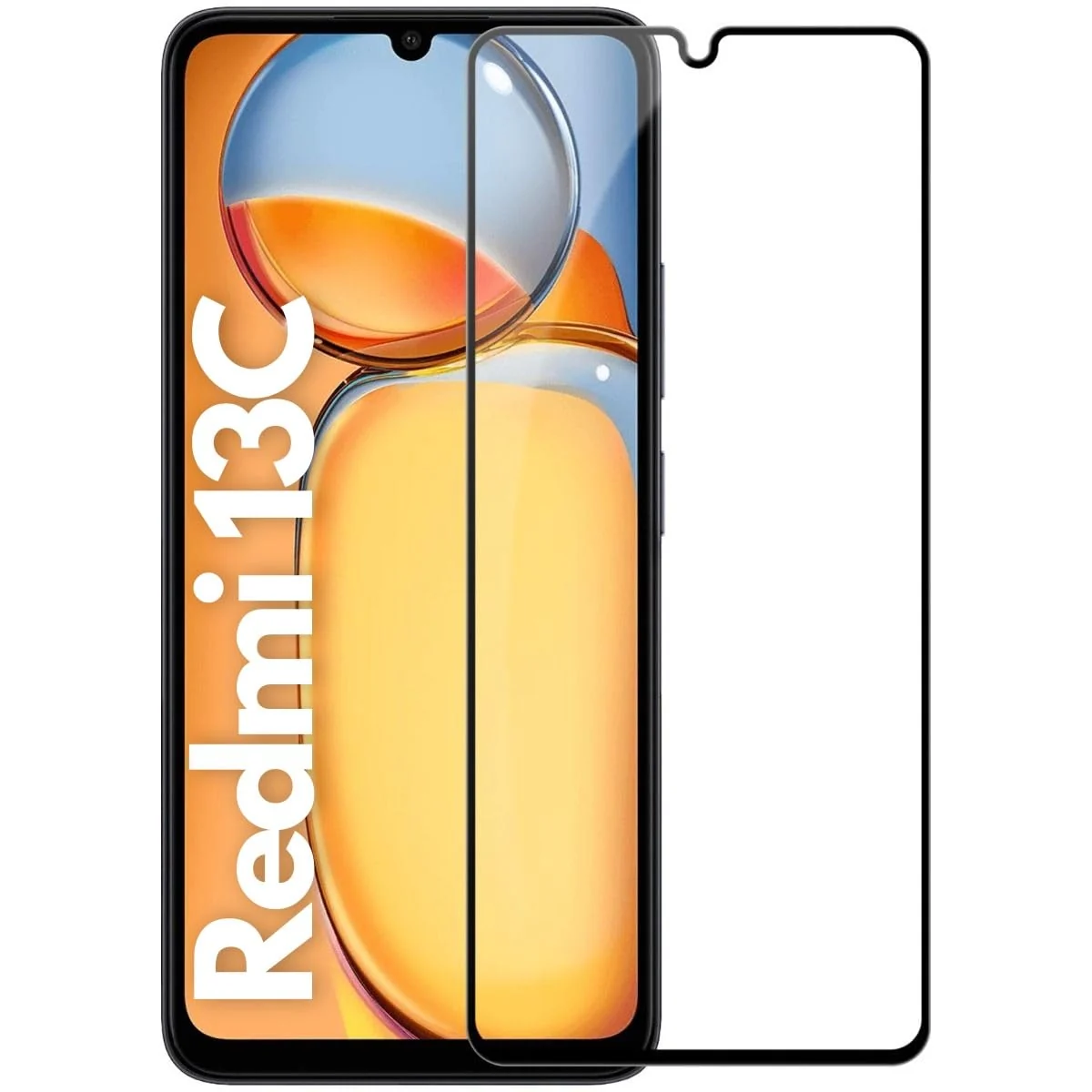 DL3 Mobilak 5D Full Glass Screen Protector For Xiaomi Redmi 13C Black Frame - Clear