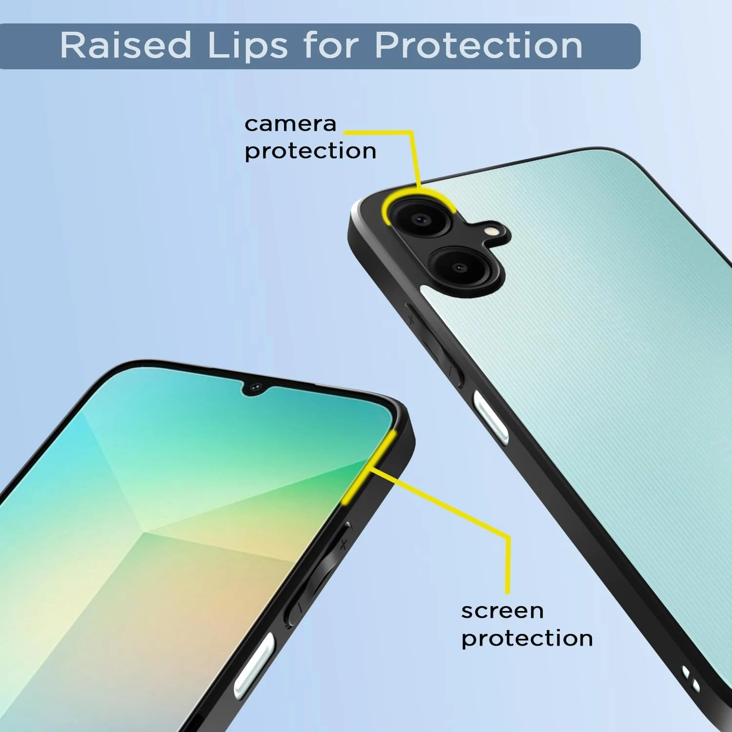 DL3 Mobilak Clear PC and TPU Protective Case for Samsung Galaxy A06 with Camera Protection and Military-Grade Protection - Black