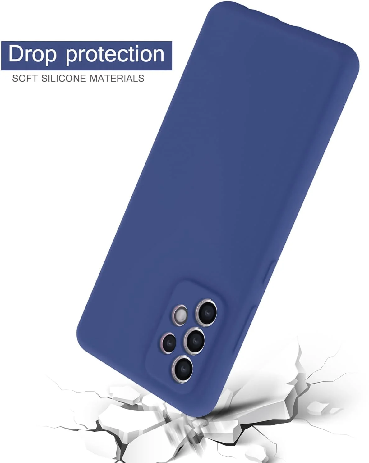 DL3 Mobilak Liquid Silicone Protective Case with Soft Microfiber Lining with Full Camera Protection for Samsung Galaxy A73 - Blue 1