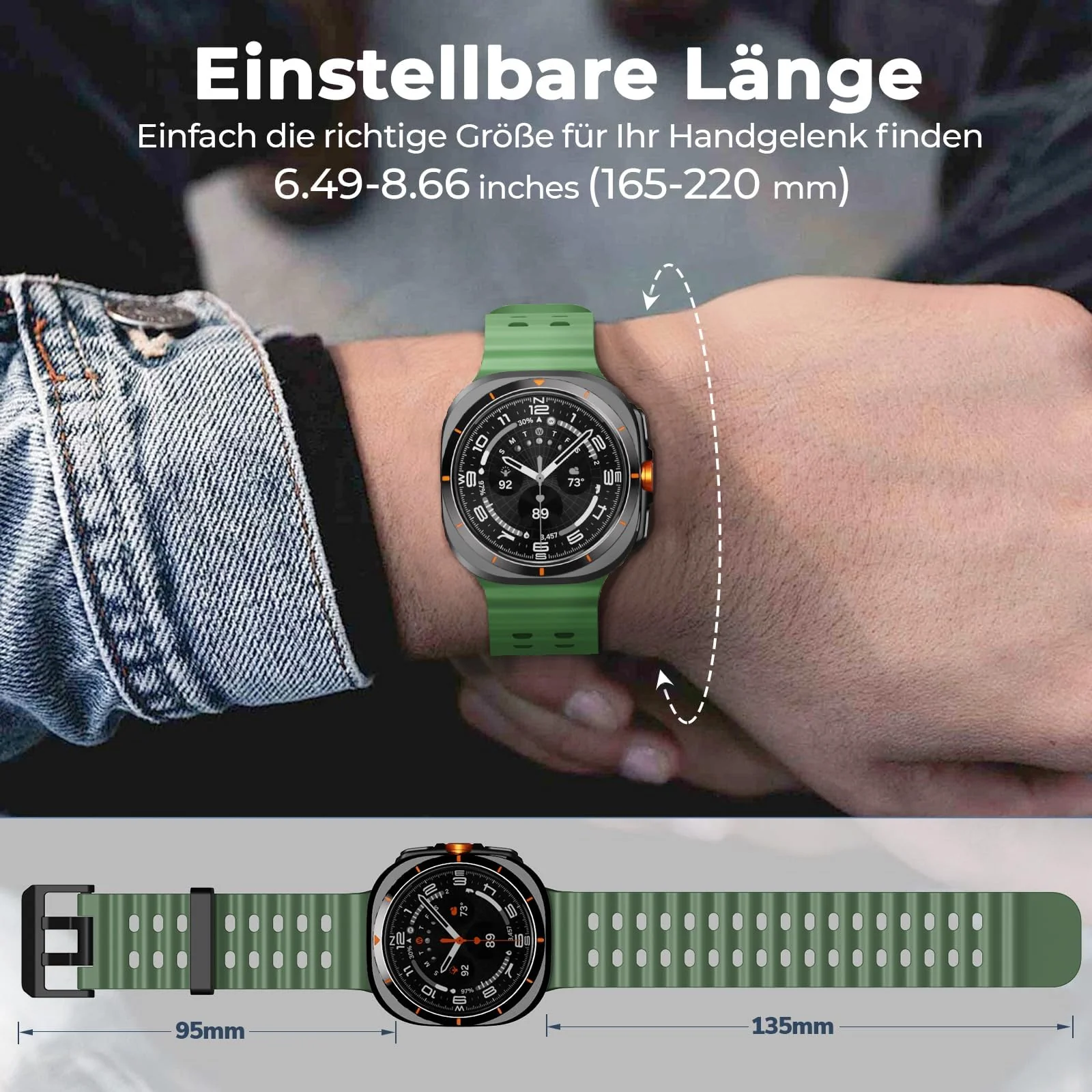 DL3 Mobilak Sport Band Compatible with Samsung Galaxy Watch Ultra Band 47mm Women Men, Breathable Soft Silicone Waterproof Watch Strap Accessories for Samsung Watch 7 Ultra Bands - Green