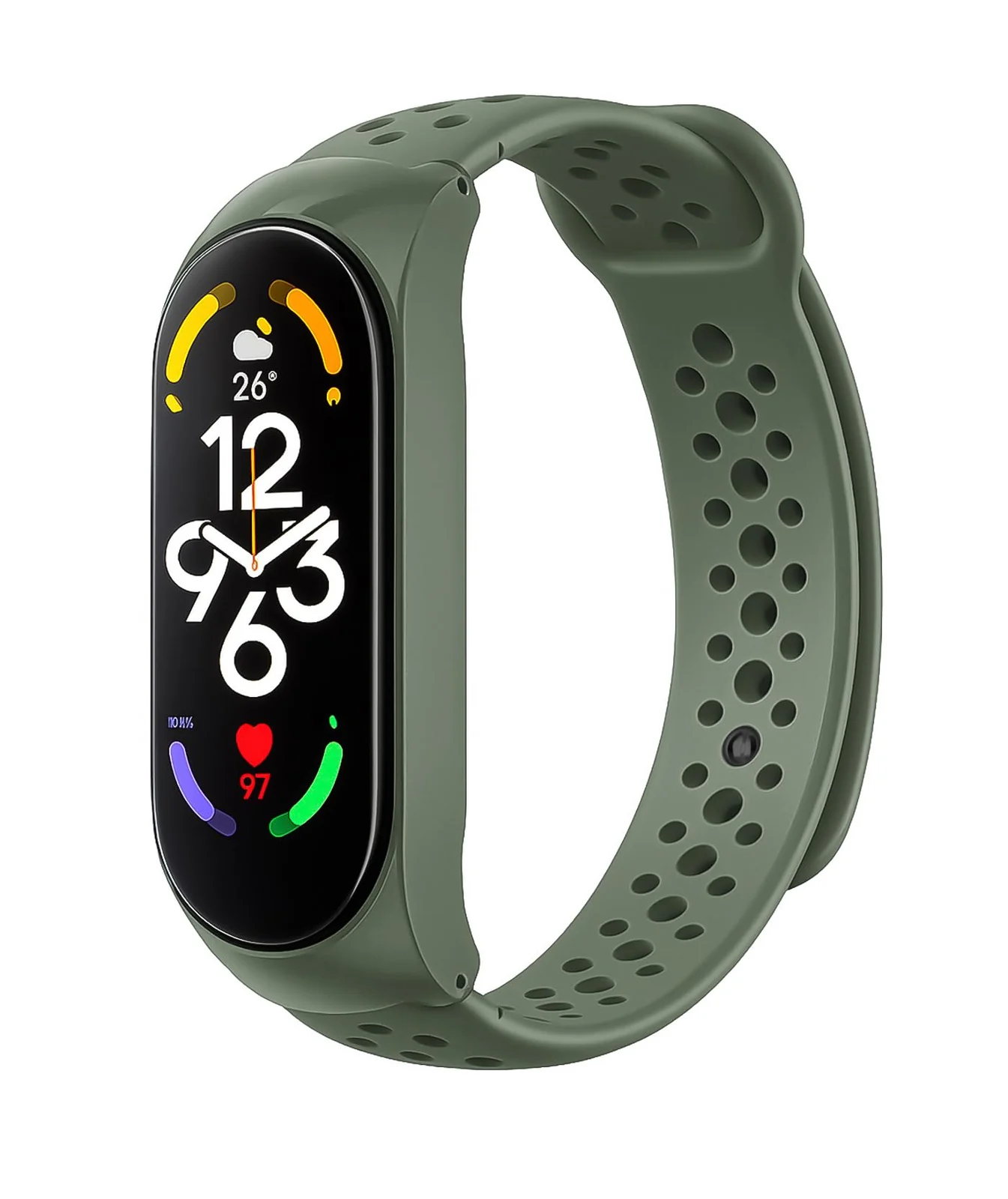 DL3 Mobilak Xiaomi Mi Band 10/9 / 8 Protective Sport Band with Case, Soft Silicone Strap with Built-in Cover, Breathable Vent Holes For For Xiaomi Smart Band 10/9/8 - Green