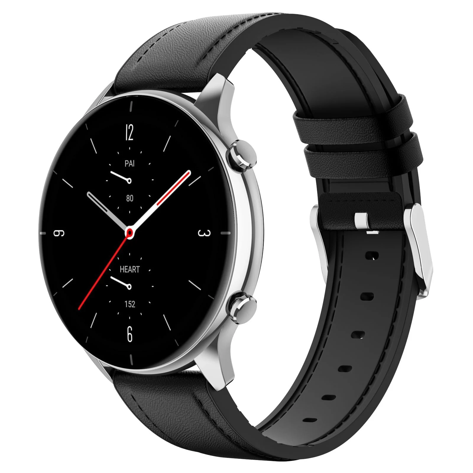 DL3 Mobilak Leather Band 20MM Strap For Samsung Gear Sport/Watch 7/6/5/4/5 Pro 45mm/S2 classic/active 2 40mm 44mm/Amaz fit GTS 2/2e/GTS 3/3 Pro/GTS 4/GTS 2 Mini/3 Mini/4 Mini/Bip 3 Pro (B. ) - Black